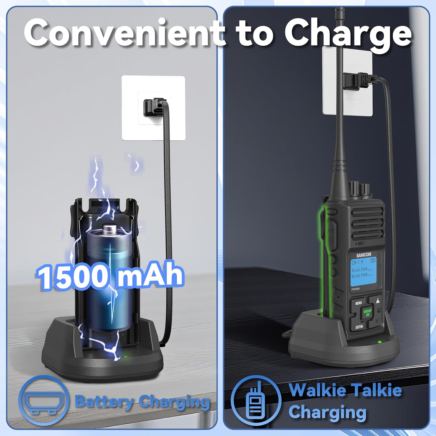 SAMCOM 5W High Power Two Way Radio,Heavy Duty Walkie Talkies for Adults Long Range with Earpieces,Professional UHF 2-Way Radio Rechargeable with 1500mAh Battery and Charger,9 Packs 7 81a4t0VFcCL. AC SL1500