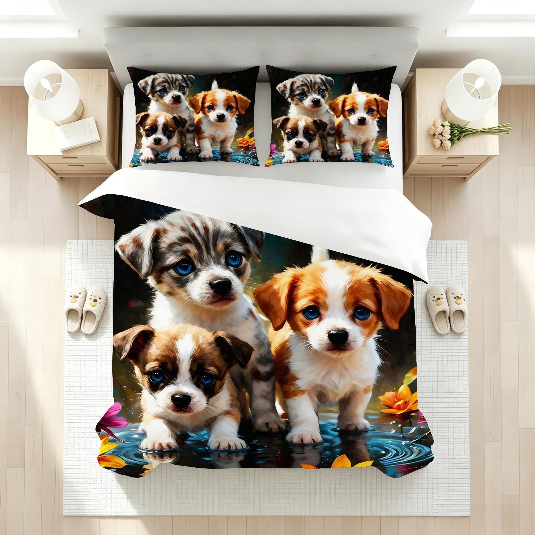 Copripiumino Matrimoniale Cane Bianco 260x240, ZW504 | Traspiranti Durevoli Microfibra, per Tutta la Famiglia, Matrimoniale, per Tutte le Stagioni, con 2 Federe 50x80 cm