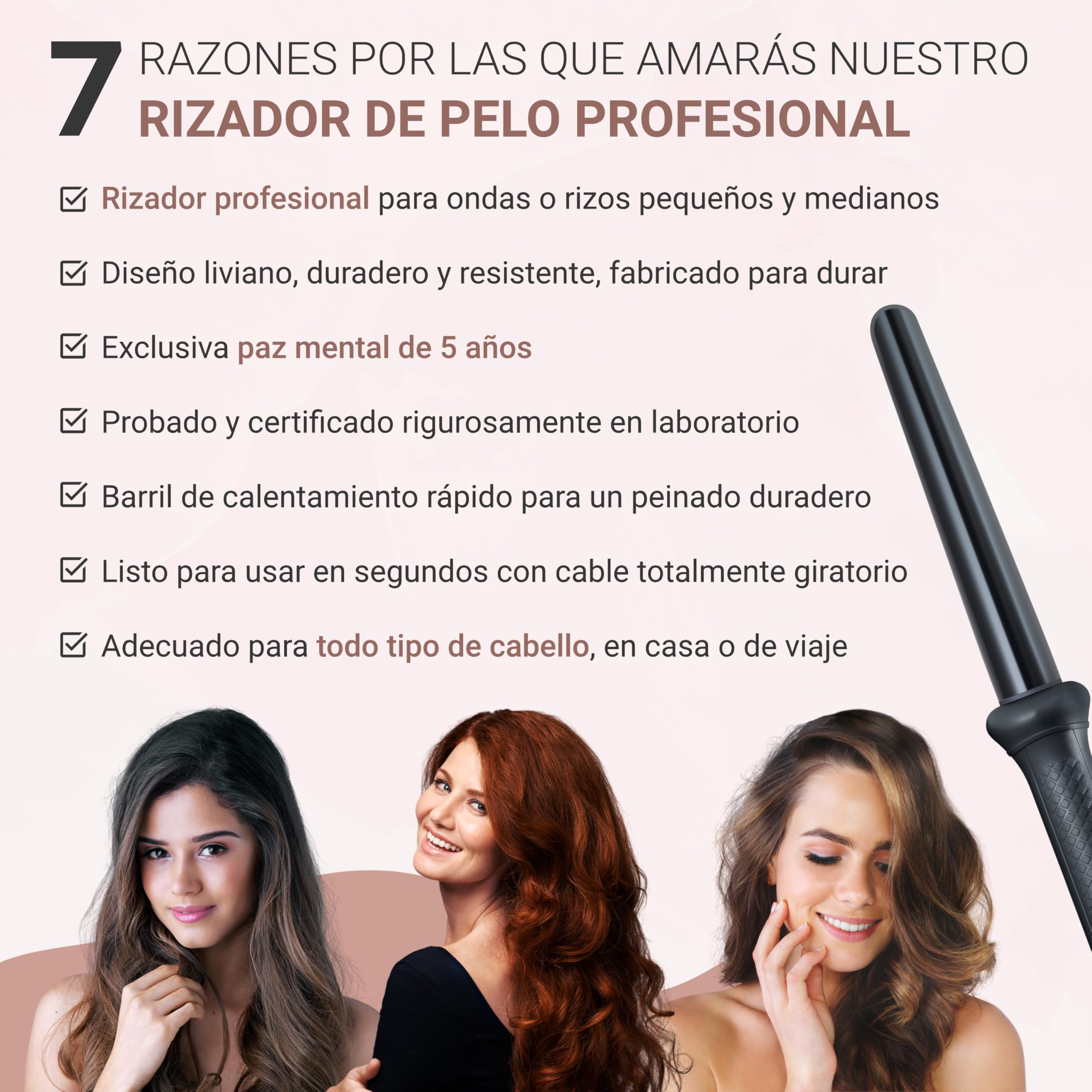 Golden Curl Rizador de Pelo Profesional 18mm-25mm Moldeador Ondulador de Cabello para Ondas y Rizos