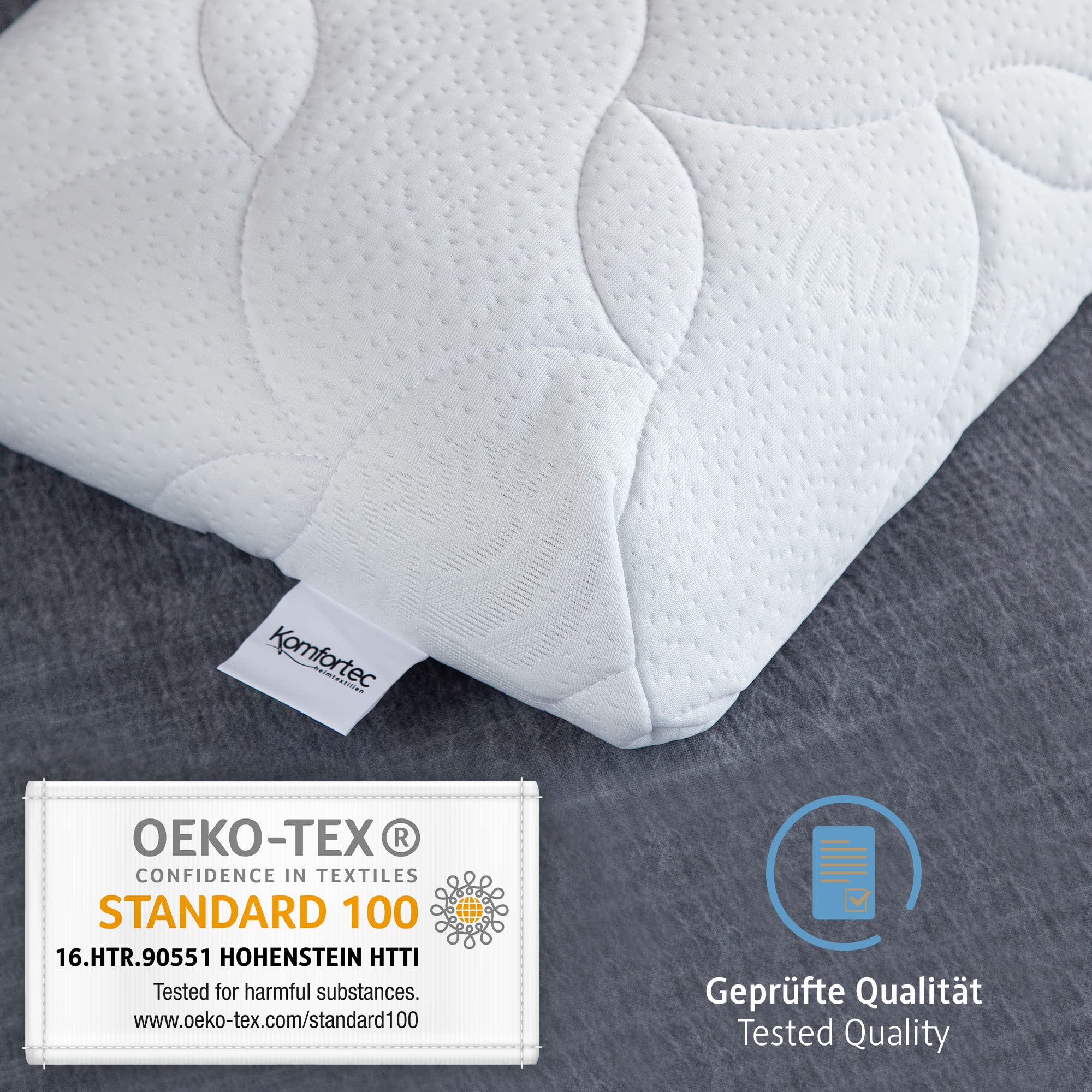 Komfortec Cuscino ortopedico per cervicale in memory foam, 70 x 36 x 10 cm, cuscino con rivestimento in aloe vera e bambù, ergonomico, in memory foam, qualità premium
