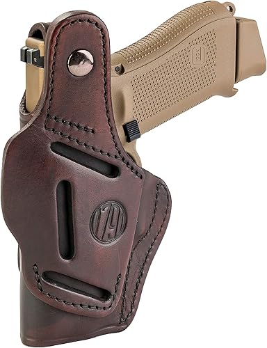 Miniatura 12 de 1791 GUNLEATHER Funda de piel para pistola de mano derecha OWB e IWB, compatible con Glock 17 19 22 23 32, Ruger SR9 SR22, Sig P225 P299, SW MP9