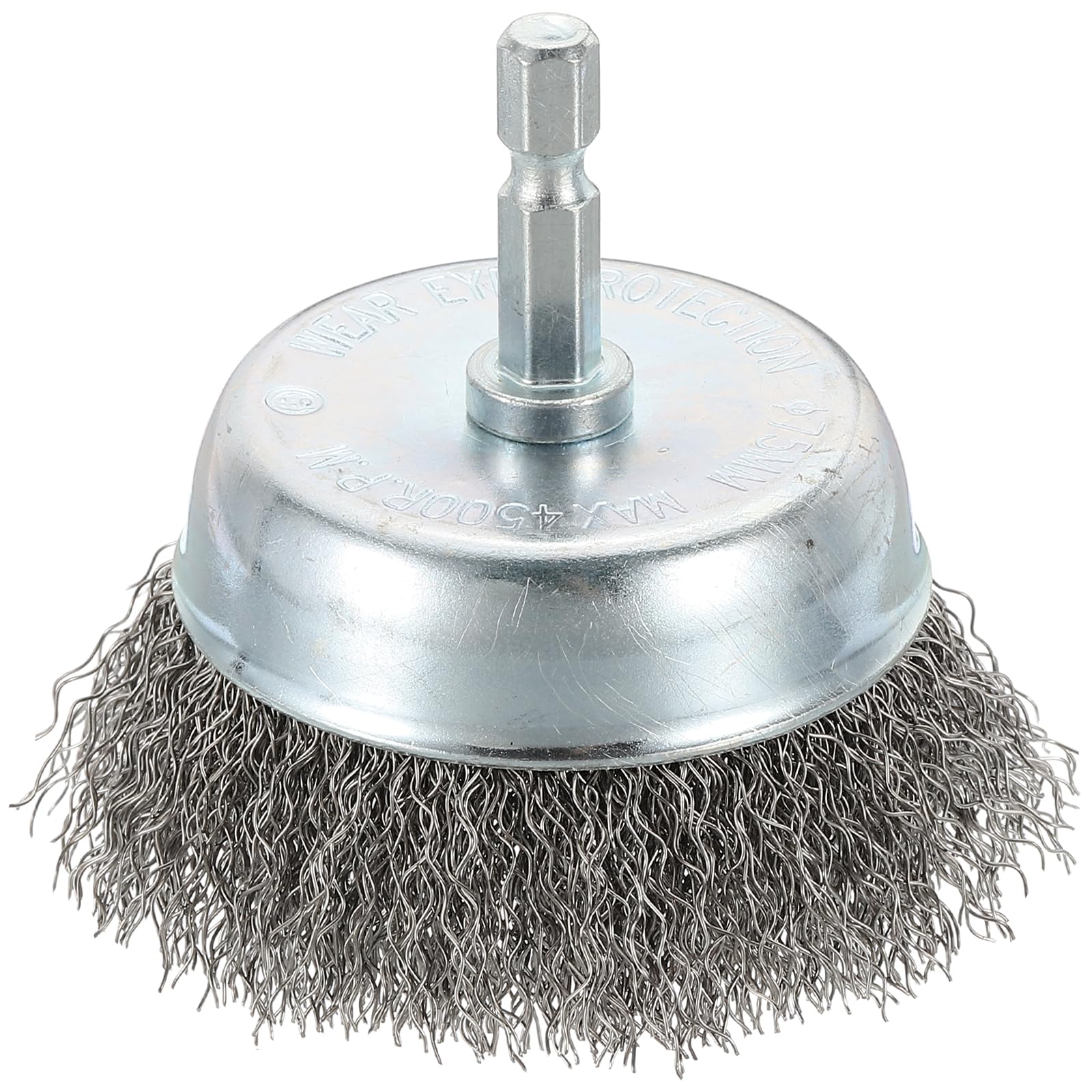 Rebower Wire Cup Brush for Drill, 5pcs 3in Crimped Wire Brush for Drill with 1/4in Hex Shank, [for Light Rust Deburring Paint Removal] - 0.012in Carbon Steel Wire