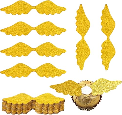 50 piezas de alas doradas para decoración de chocolate de mago para fiesta de chocolate decoración de alas huecas decoración de magos con punta de