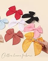 Vista 6 de doboi 20 PCS Lazos Fable de 4.5 Pulgadas Pinzas para el Cabello para Bebés y Niñas Lazos de Algodón y Lino para Niñas Accesorios para el Cabello