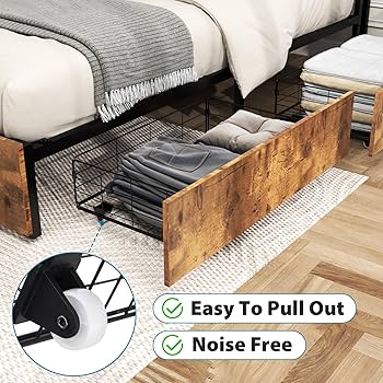 Amazon.com: Kiivakii King Size Bed Frame with 4 Storage
