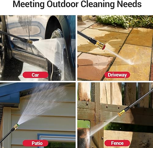 Miniatura 8 de Lavadora a presión eléctrica, lavadora a presión de 2.5 GPM con 4 boquillas de conexión rápida y cañón de espuma, máquina de limpieza portátil de