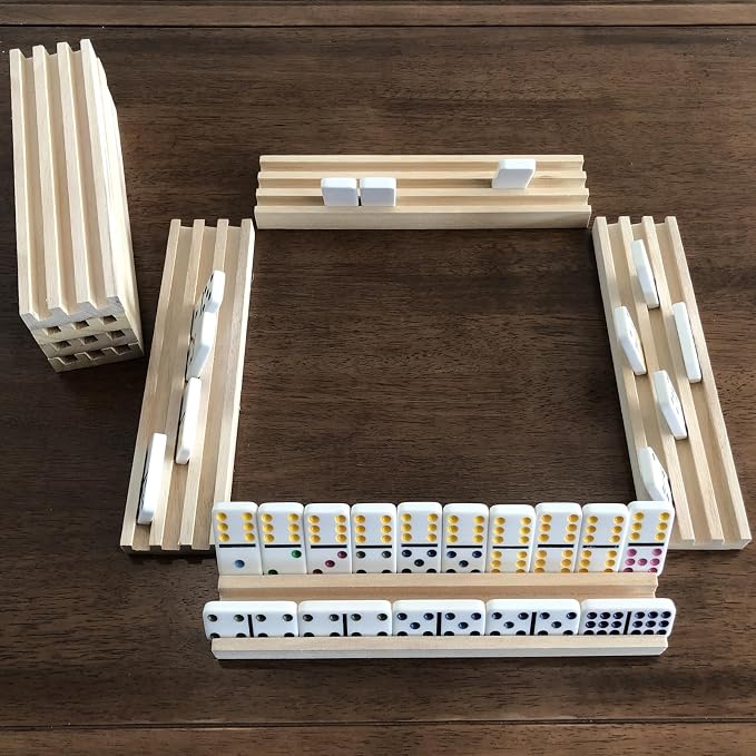 Set de 8 soportes de dominó de madera Yuanhe miniatura 6