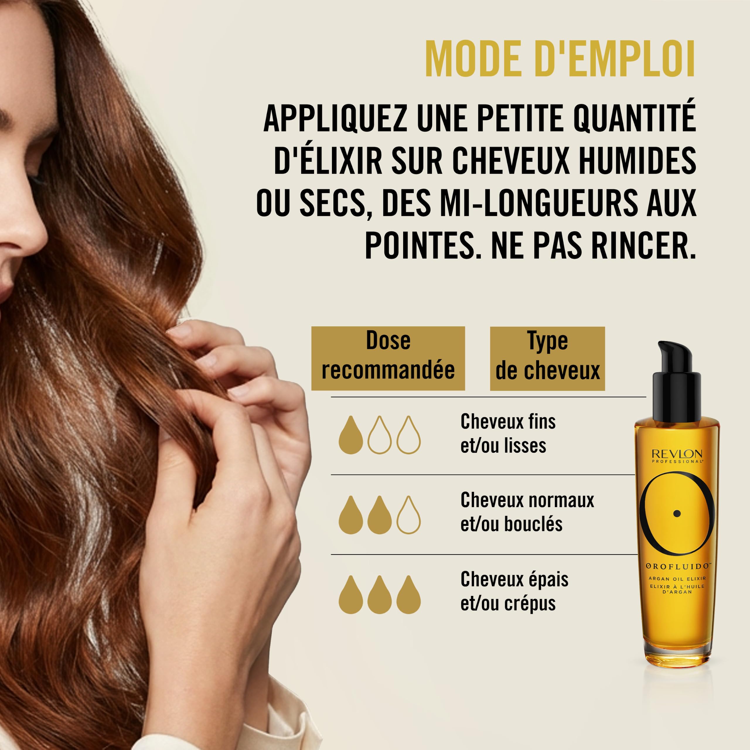 Revlon Professional Orofluido Original Huile Cheveux Argan 85ml | Élixir bio nourrissant enrichi en huile d'argan biologique pour cheveux secs et abîmés, notre ingrédient le plus précieux.