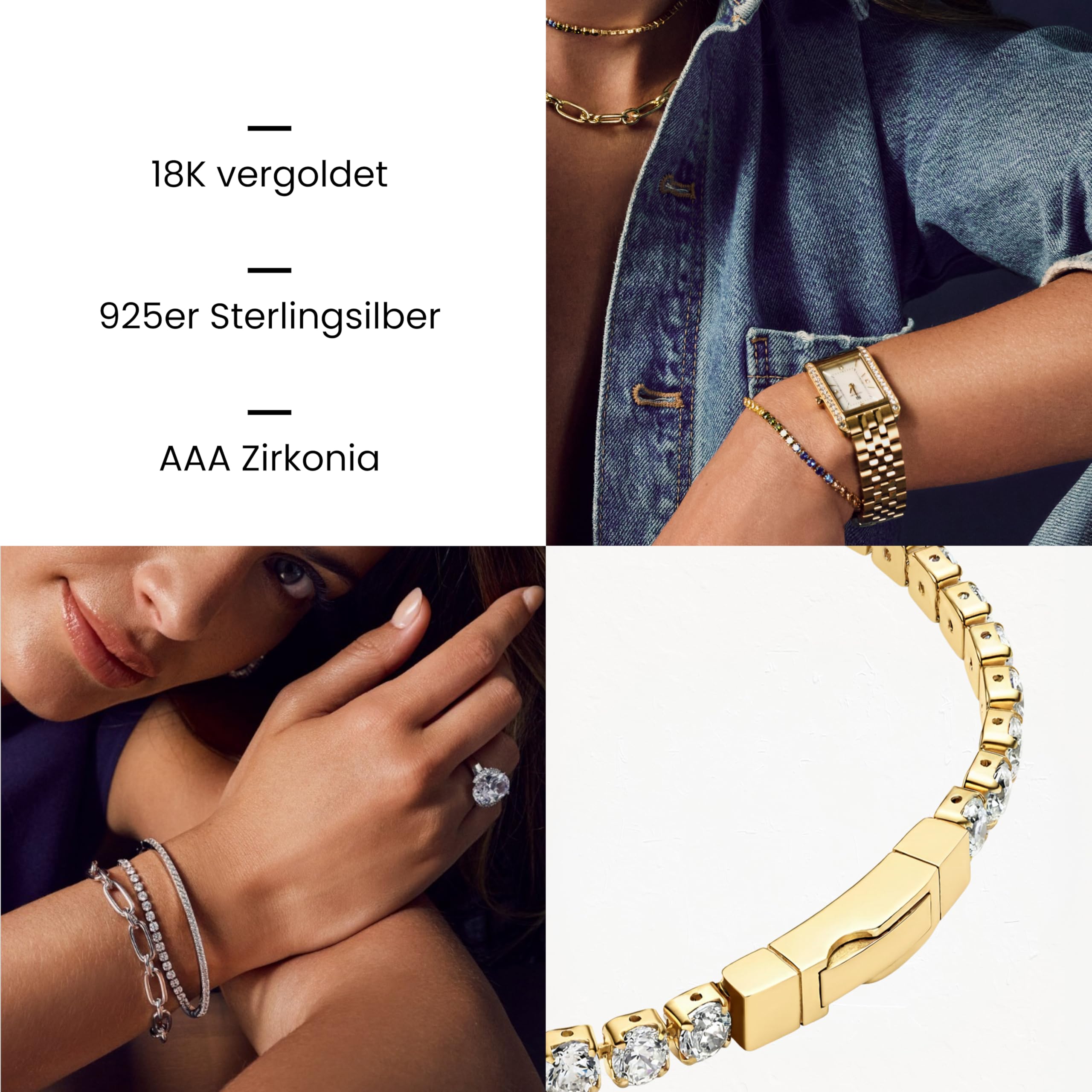 Sif Jakobs Ellera Damenarmband 17 cm, 925er Sterlingsilber, weiße Zirkonia