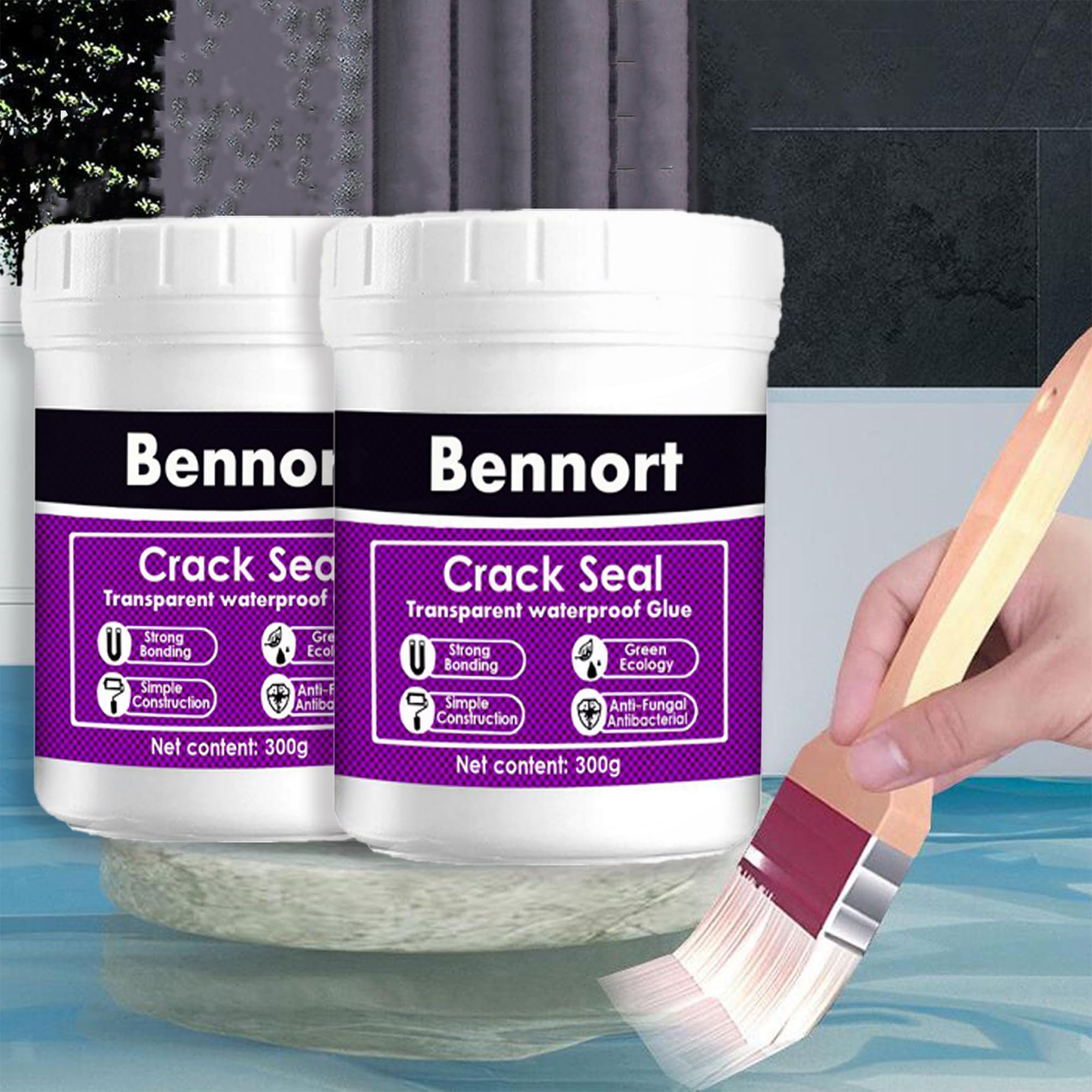 Bennort Pack of 2 Transparent Waterproof Glue 300g with Brush,Crack Seal Glue For Seepage Roof Leakage, Wall Tile, Bathroom,Window, Anti-Leakage Protection Sealant Agent, water leakage solution (B0D8F37QTV) Amazon Price History, Amazon Price Tracker