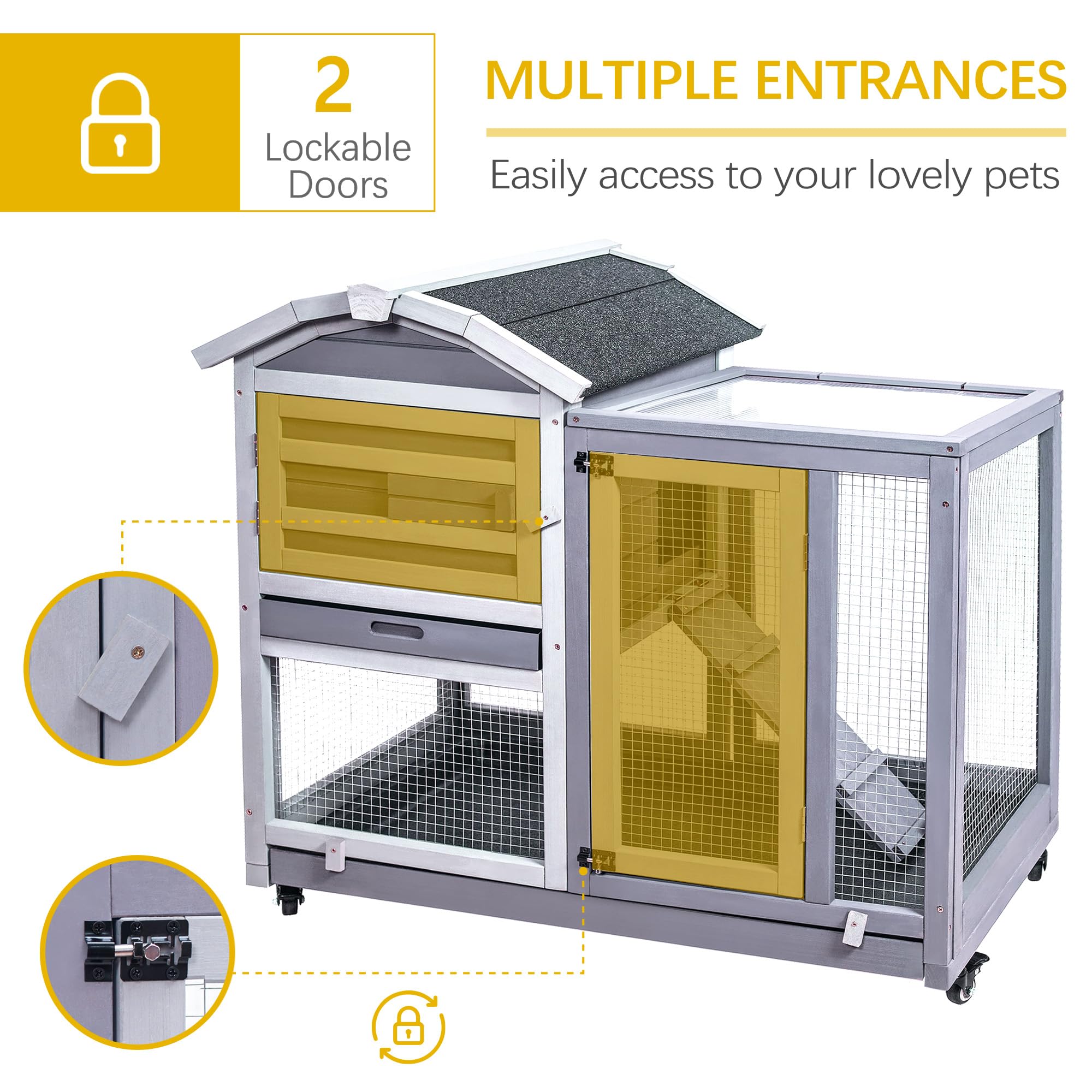 Indoor For Rabbits GEGURI Two-Story Indoor Bunny Cage, Outdoor