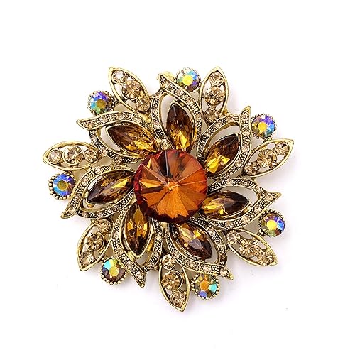 LAXPICOL Vintage Women's Austrian Crystal Elegant Flower Brooch Wedding Broach