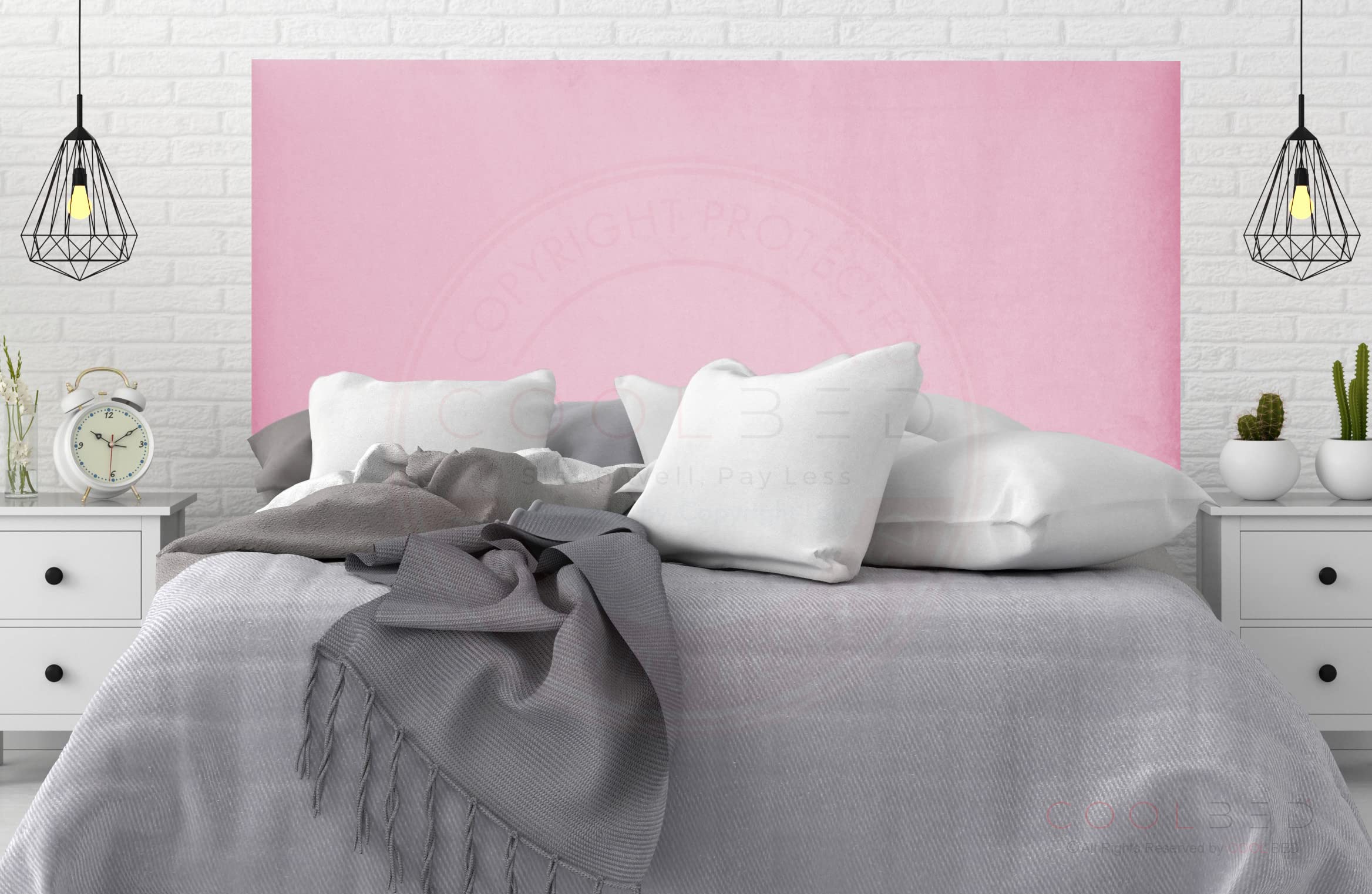 Plush Velvet Plain Divan Bed Headboards 20” or 24” Height Upholstered Headboard (Single (3') - 24" (H), Pink Plush)