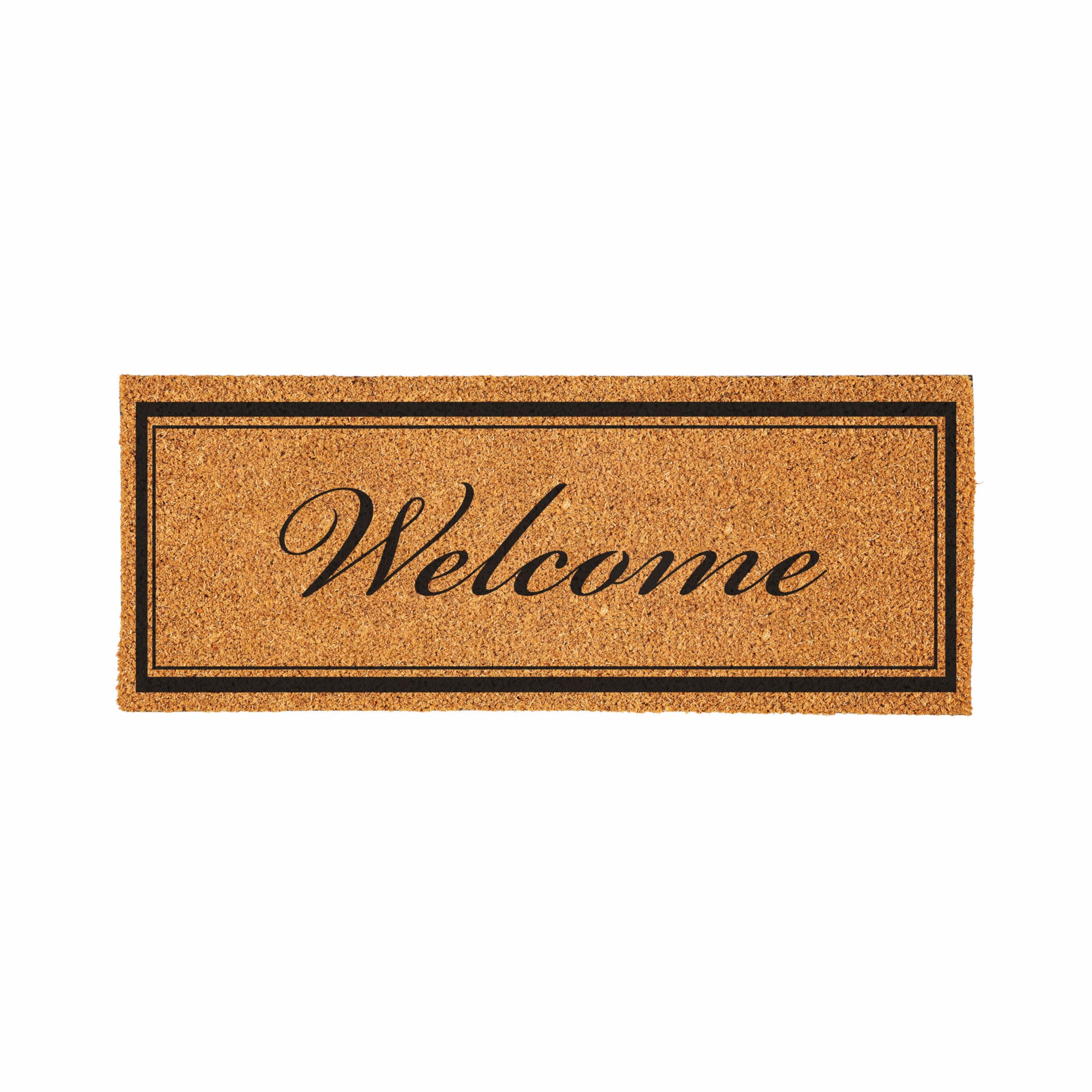 evergreen extra large coir doormat, 2'x5' large front door mat for double doors, outdoor indoor entrance rug, non-slip welcome mat for porch patio, housewarming gift