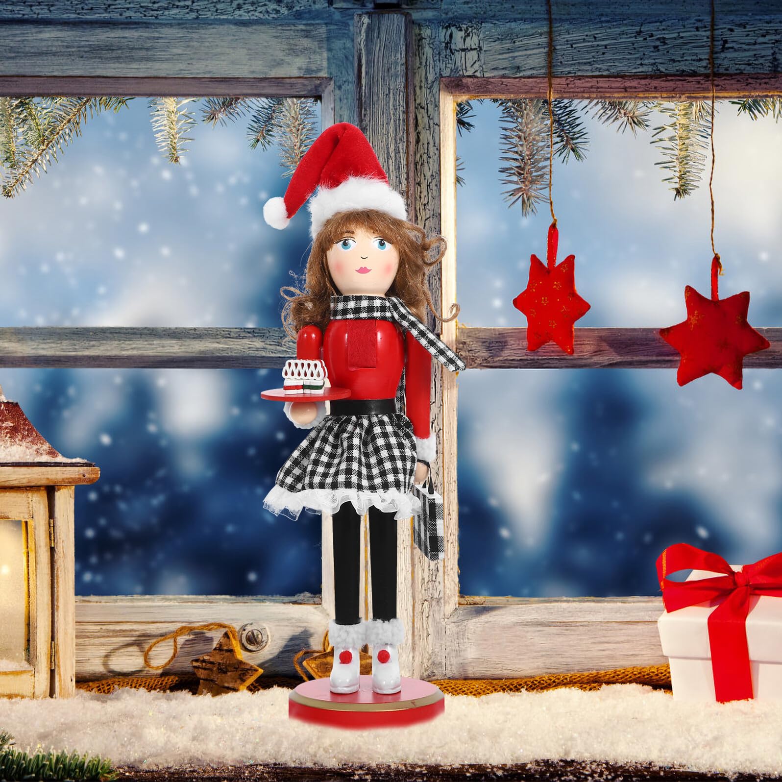 VICASKY Holz Nussknacker Figur Weihnachten Ornament Tischdekoration Nussknacker Puppe aus Holz Tischfigur