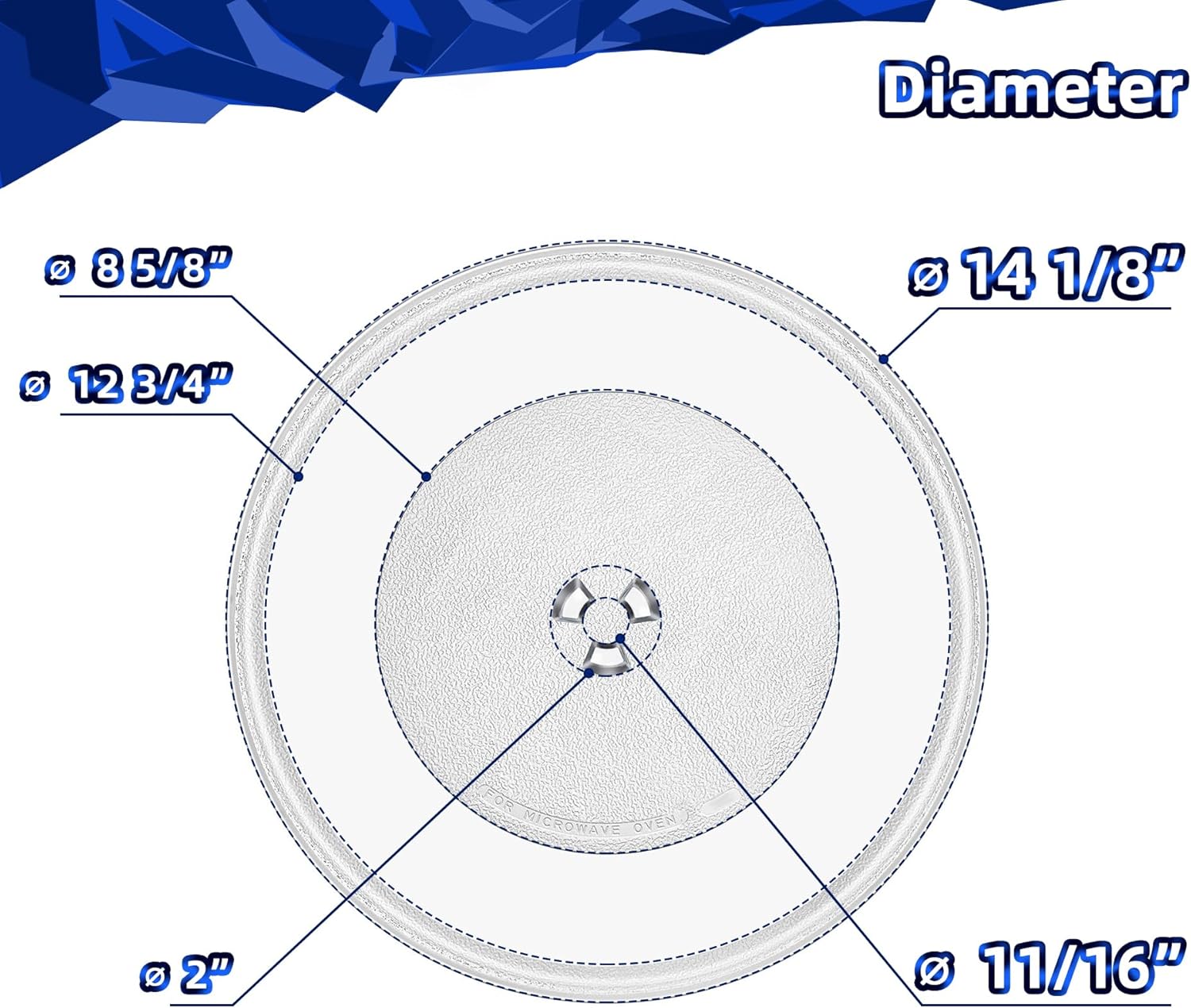 14-1/8" Microwave Glass Plate compatible with GE WB48X35496 replacement for 14.2 inch LG Microwave Glass Turntable MJS47373304 Panasonic A06014000AP