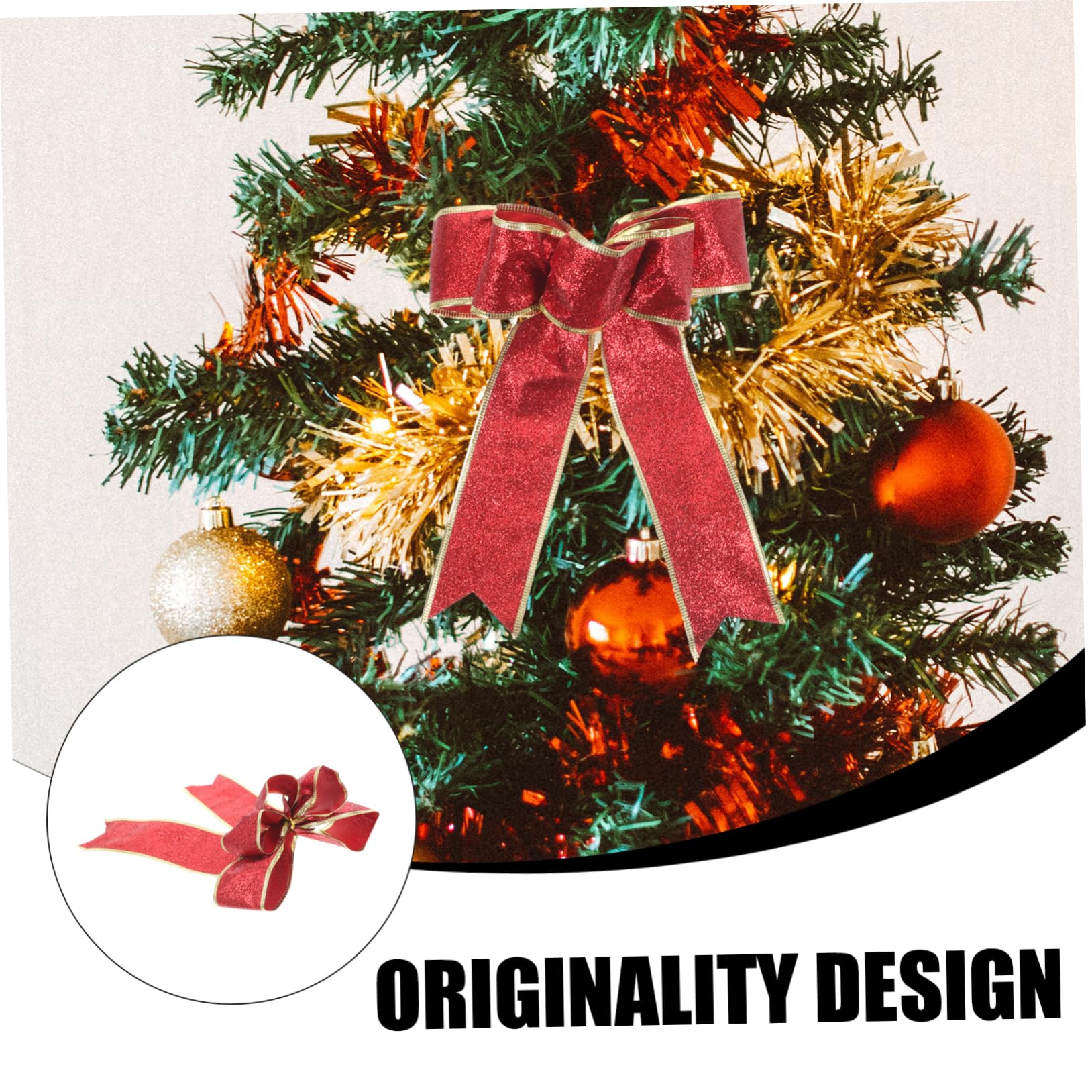 KOMBIUDA 25piezas Lazo De Tela para Decoración Navideña Adornos De Árbol De Navidad Rojo Decoración De