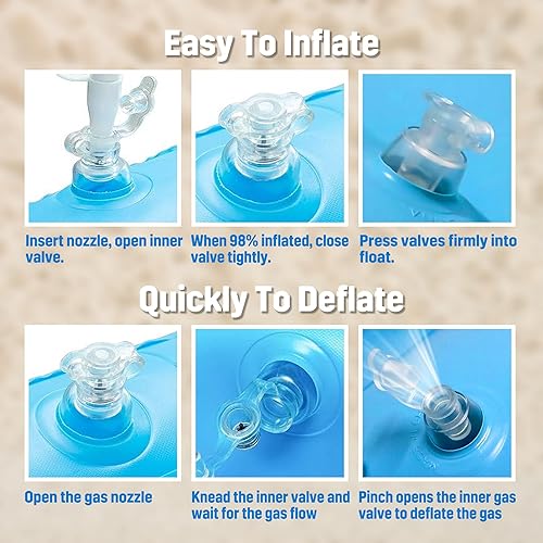 Miniatura 5 de Inflatable Tanning Pool Floats for Adults, 70" x 46" Large Rectangle Pool Lounger Float, Summer Beach Blow Up Lake Suntan Swimming Pool Rafts Blue