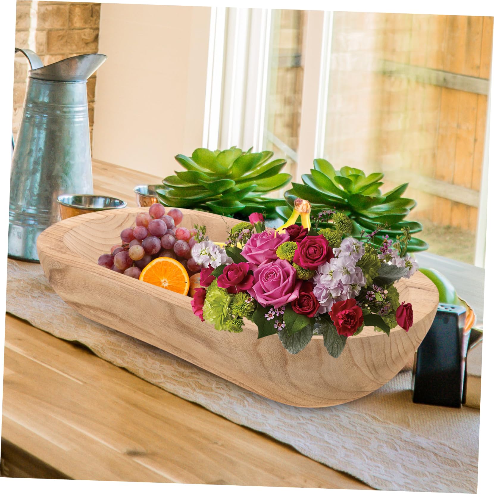 PRETYZOOM Cuenco Decorativo De Madera Rústica, Cuenco Para Masa De Madera Natural, Centro De Mesa Artesanal, Decoración Hogar, Pieza Única Para Adornos y Velas