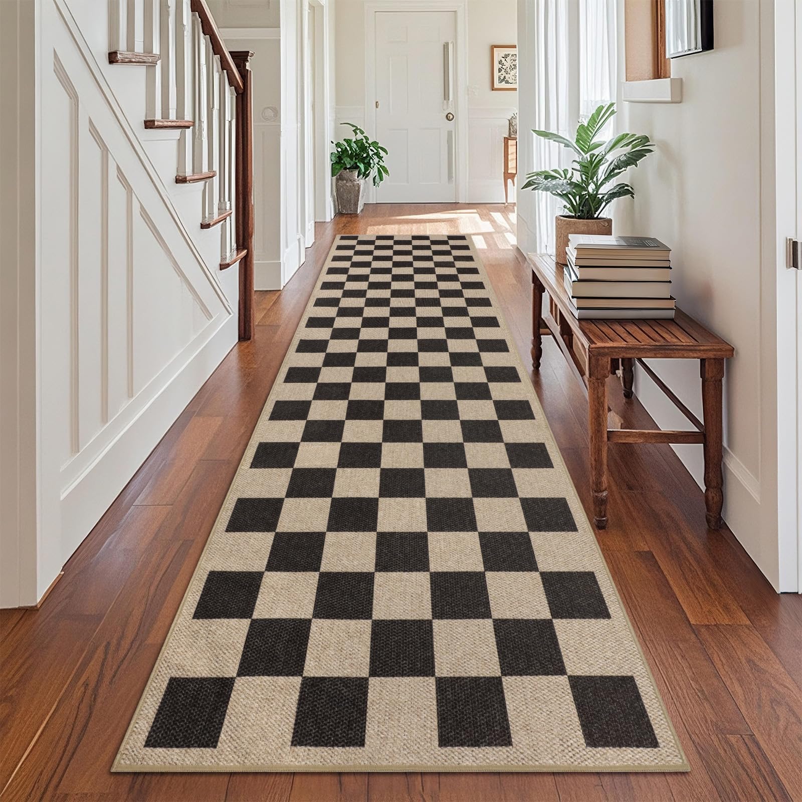 TUKDAK Runner Rugs for Hallway Non Slip 80x300cm, Woven Runner Rugs for Kitchen, Braided Absorbent Long Floor Carpet, Washable Floor Mat for Entryway, Entrance, Bedroom, Hall