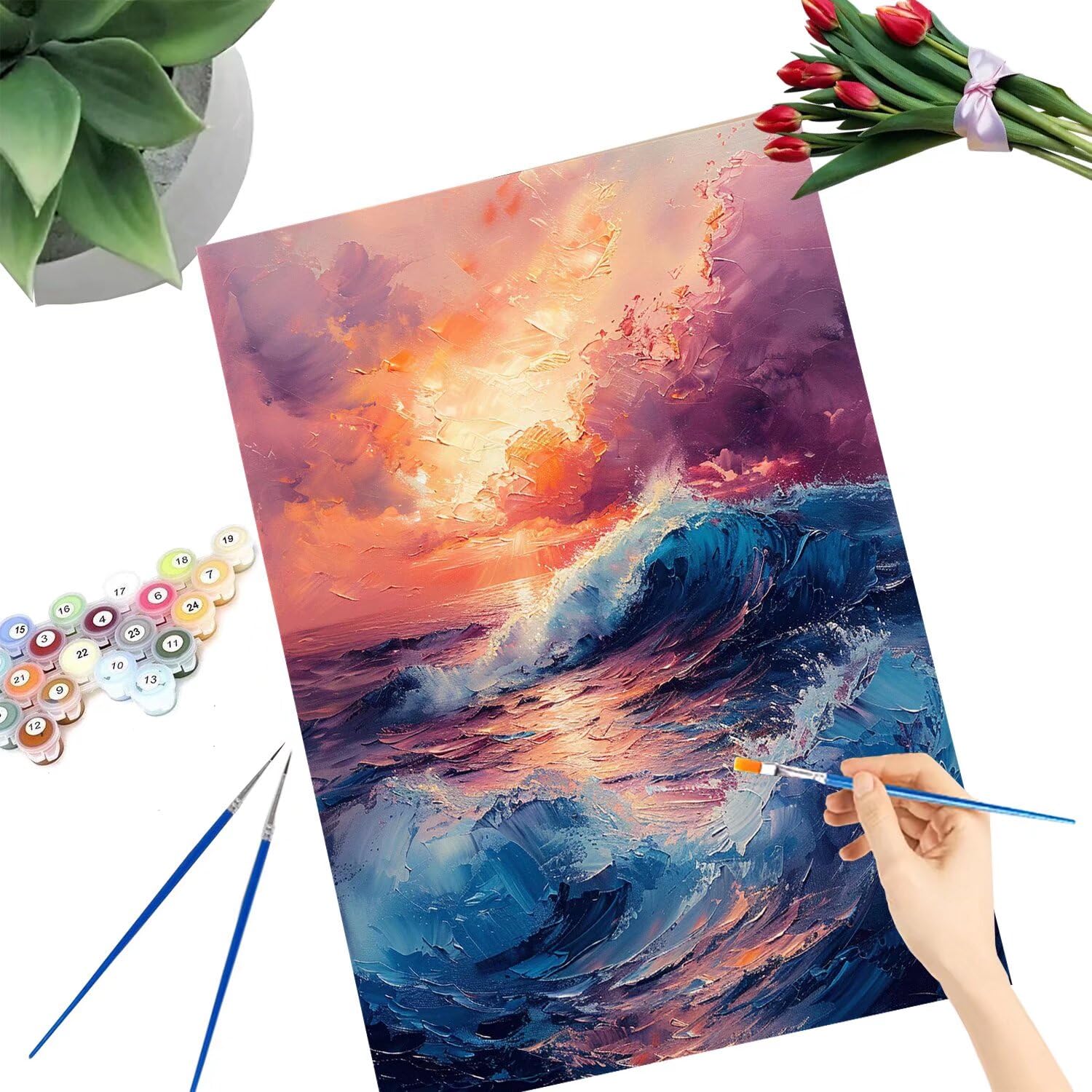 Pintar por Numeros Adultos pintar por numeros niños manualidades niños 10 años, DIY Pintar por Números de Pincel y Pintura acrílica Decoraciones para el Hogar Manualidades, sin Marco 60x80cm C-184