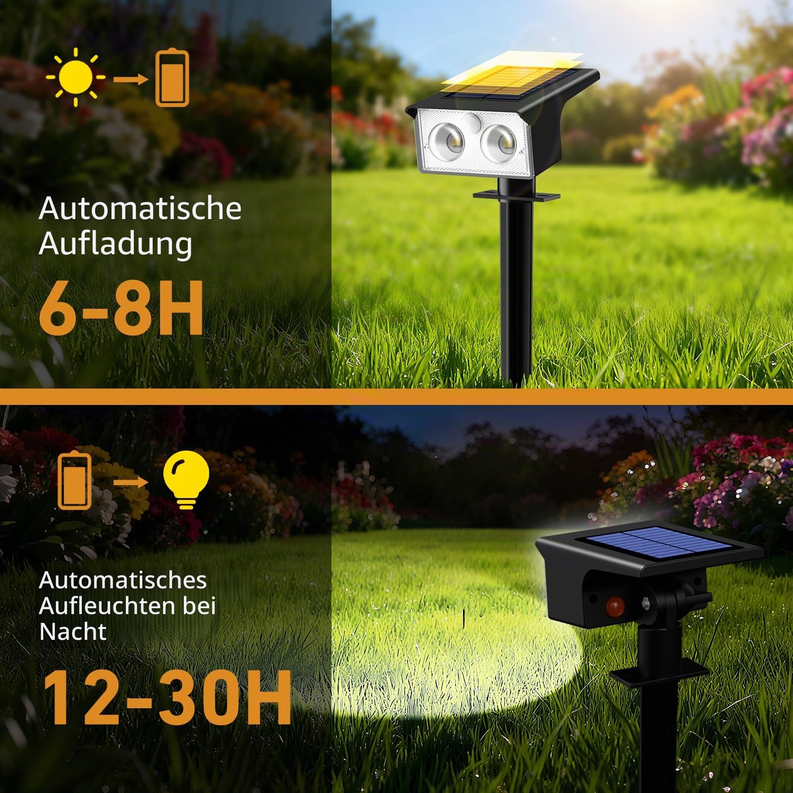 btfarm 8 Stück Solarlampen für Außen mit Bewegungsmelder, 3 Modi Solarstrahler für Außen Garten IP65 Wasserdicht Led Solar Strahler, 6500K Solarleuchten Aussen für Eingang Terrasse Treppe, Kaltweiß