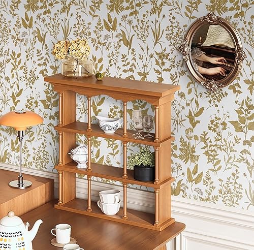 Miniatura 5 de Dimoon Papel tapiz de 78.7 x 17.3 pulgadas, papel de contacto para despegar y pegar, papel tapiz floral blancodorado, moderno, extraíble, vintage,