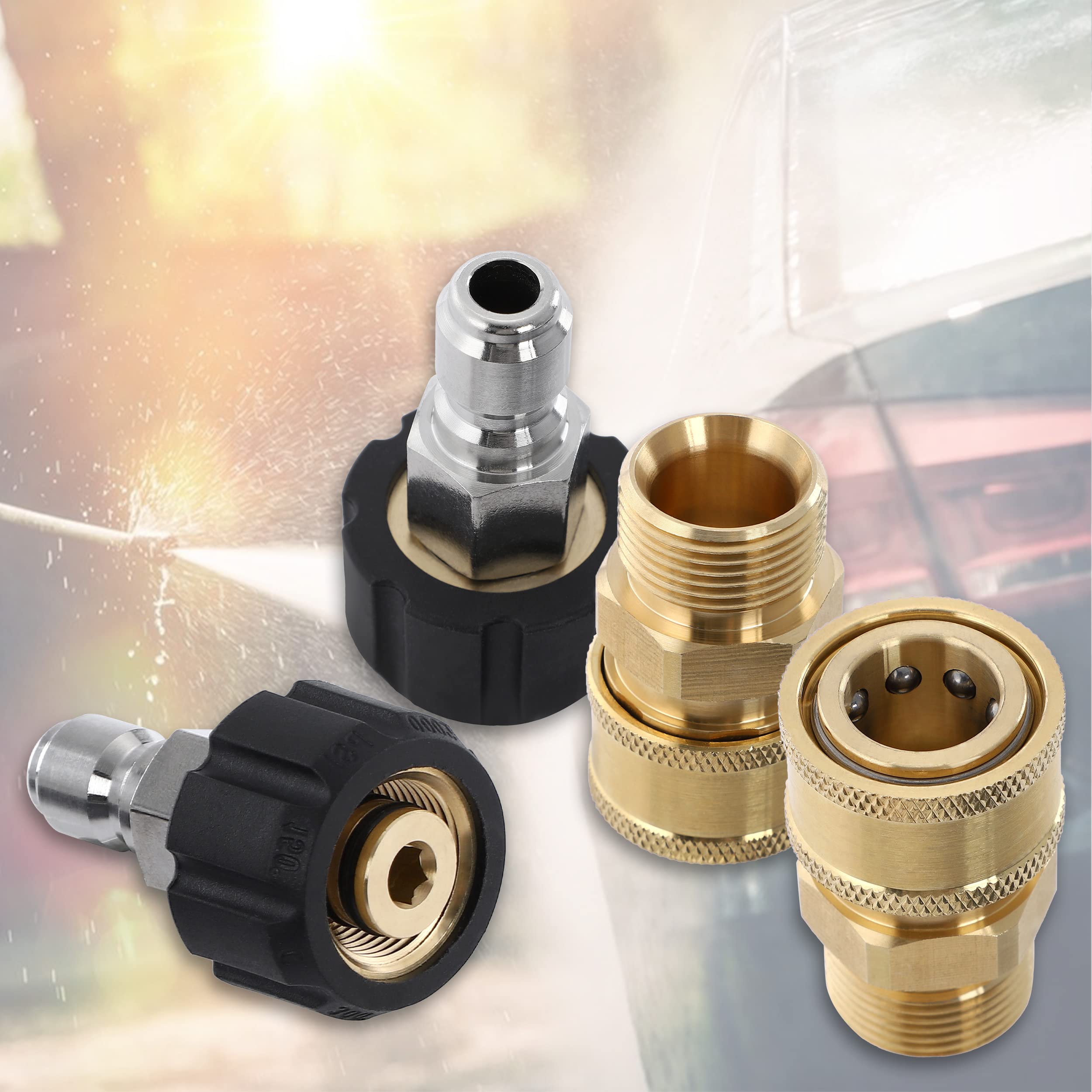 Tool Daily Set di Adattatori per Idropulitrice, Kit Raccordo Rapido, da M22 14mm a Attacco Metrico M22, 5000 PSI (345 Bar), 4 Pz
