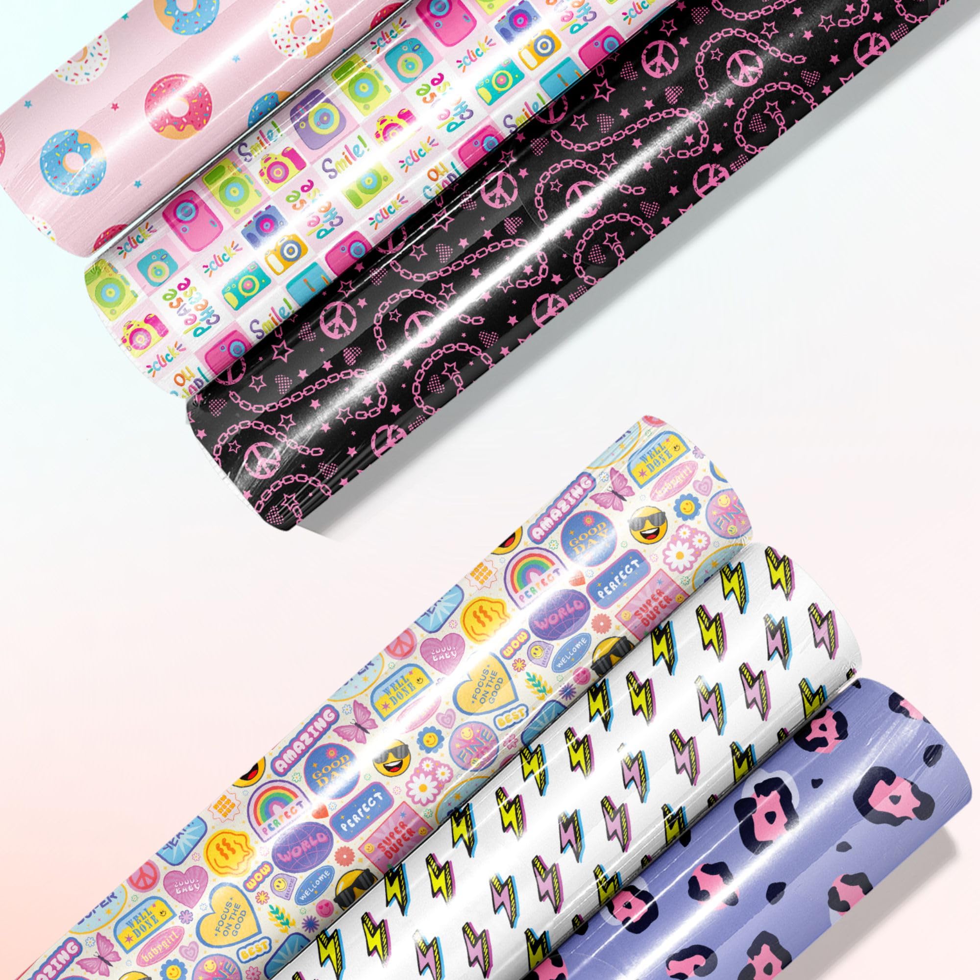 DOODLE Premium Design Colorful Wrapping Paper Sheet For Gift Packing For All Occasions | 19.50 X 28.75" | 90 Gsm | Gloss Art Paper | Set Of 6 Reversible Designs - Teentrend 6,Multicolor-image-14