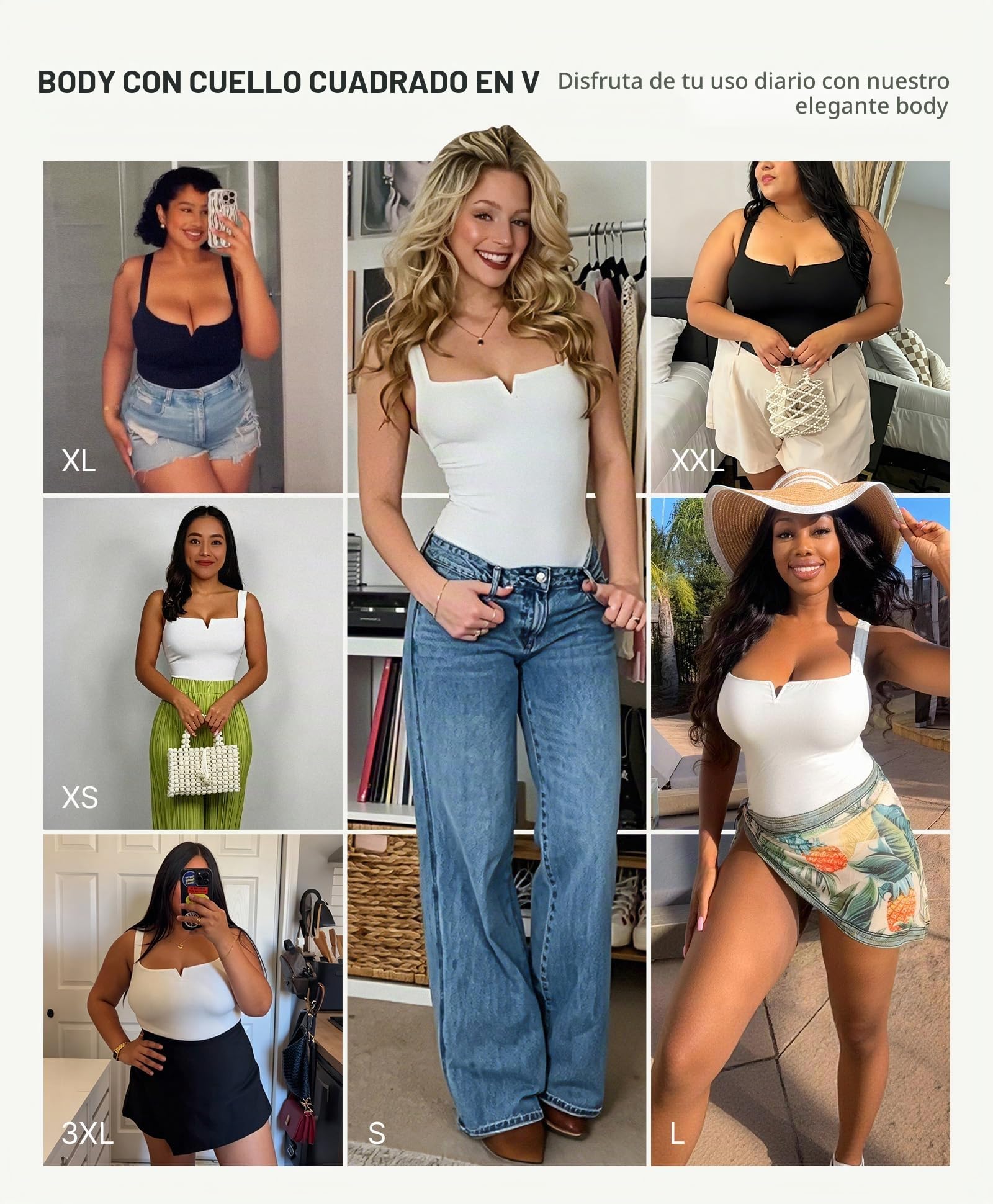 FeelinGirl Faja Reductora Mujer Adelgazante Vientre Plano Body Moldeador Cuello Cuadrado con Muesca en V Shapewear Bodysuit Abdominal
