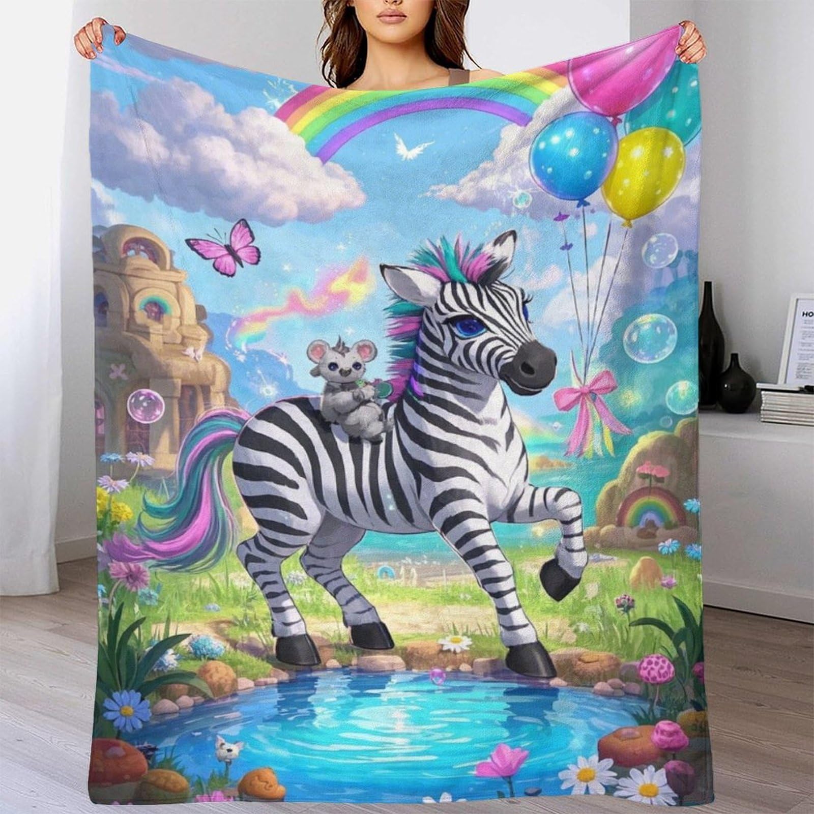All Seasons Soft Zebra Throw Blanket for Sofa Bedroom Living Room 150x200cm