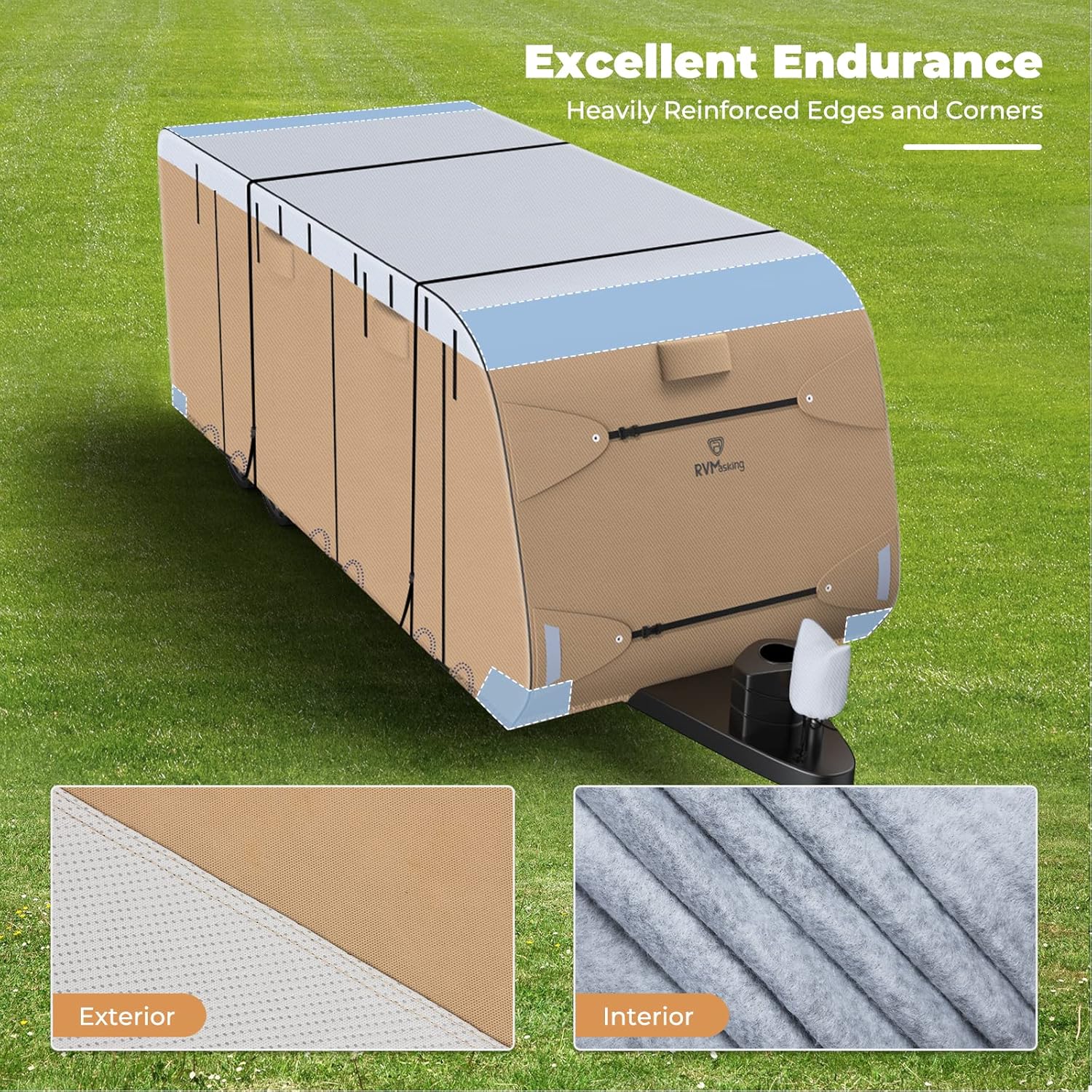 RVMasking 2022 Upgraded 7 Layers top Travel Trailer RV Cover Rip-Stop Waterproof Camper Cover Fits 22'1''-24' Motorhome - Anti-UV Windproof Breathable with 4 Tire Covers & Tongue Jack Cover : Automotive