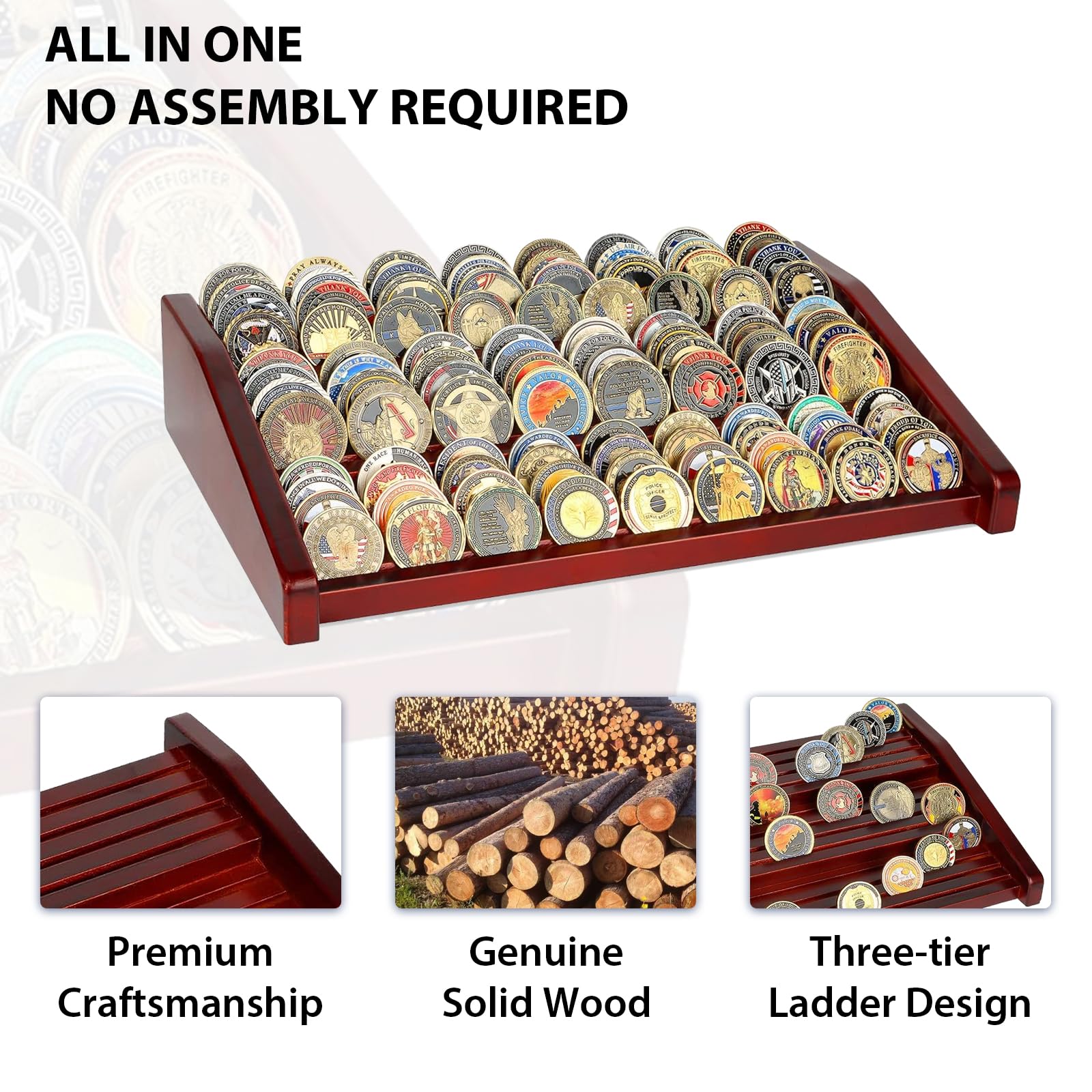Grooved Coin Rack Snapklik.com : DecoWoodo Challenge Coin Holder Display Case - 3 Tiers ...