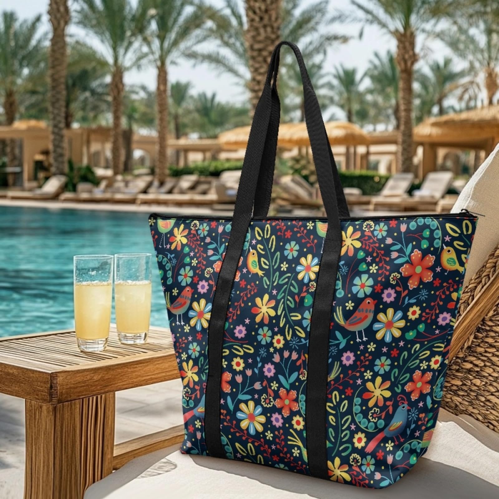 Tote Bag Tela Bolsas de Tela Poliéster Bolso de Mano de Mujer Reutilizable Bolsa Compra Plegable Tote Bag Cremallera Bolso Viaje Duradero Totebag