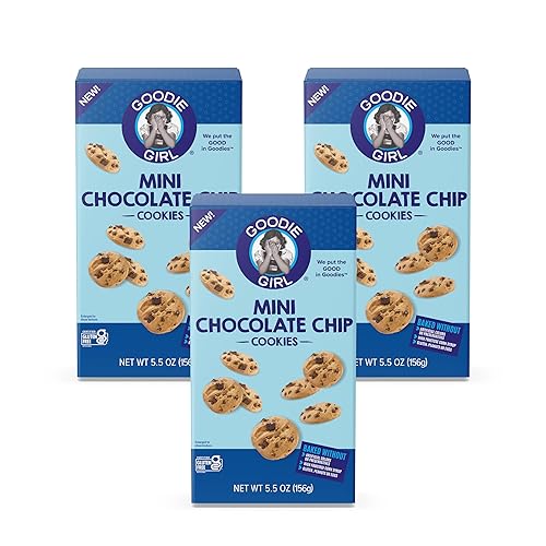 Goodie Girl - Mini galletas sin gluten con chispas de chocolate, sin maní, sin gluten, sin huevos, sin lácteos (paquete de 3)