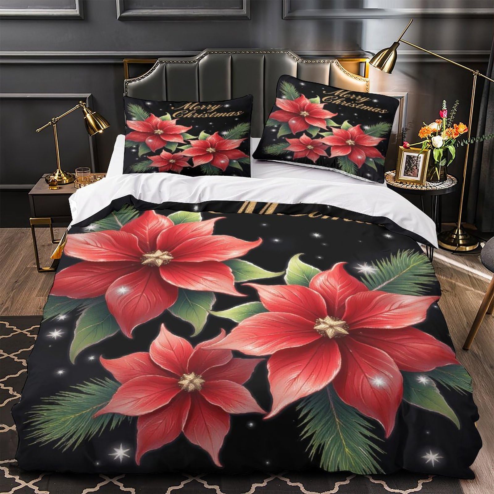 Housse de couette Noël vintage haut de gamme en microfibre imprimée 3D 260x220