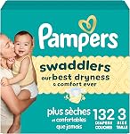 Pampers Swaddlers Diapers, Size 3, Absorbent, Keeps Baby Dry and Comfortable, Skin Safe Disposable Baby Diaper, 1 Pack (Count of 132)