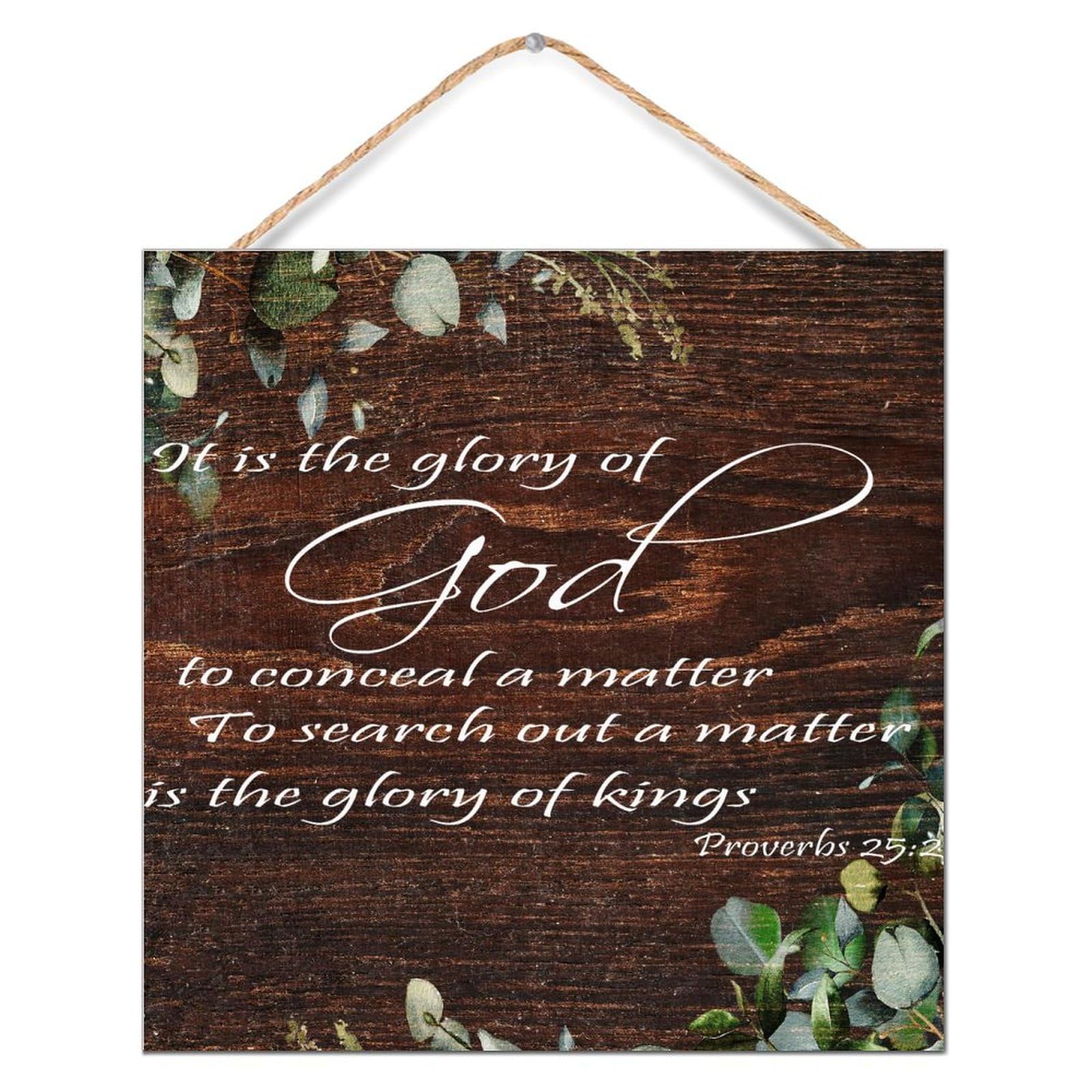 Cuadro de madera Proverbios 25:2 para decoración cristiana de salón