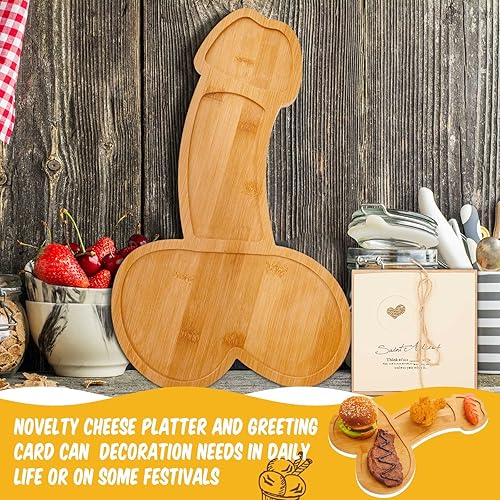 Miniatura 6 de Divertido juego de tablas de charcutería de 1575 x 945 pulgadas regalos novedosos para mujeres tabla de queso de madera de bambú platos de queso
