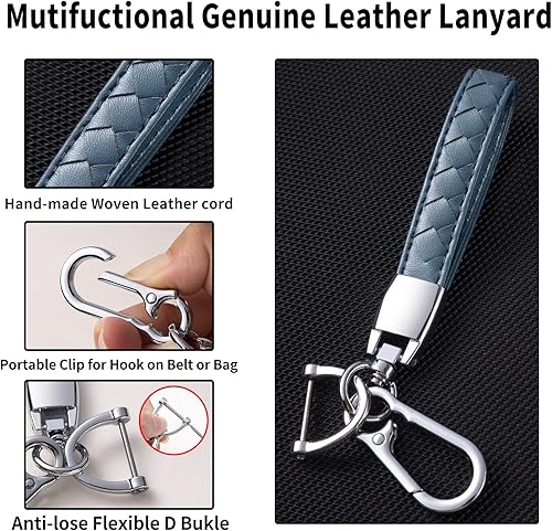 Miniatura 5 de Compatible con funda para llavero Ford con cordón de cuero, funda protectora para llave de automóvil Ford Explorer Fusion Escape F150 F250 F350 F450