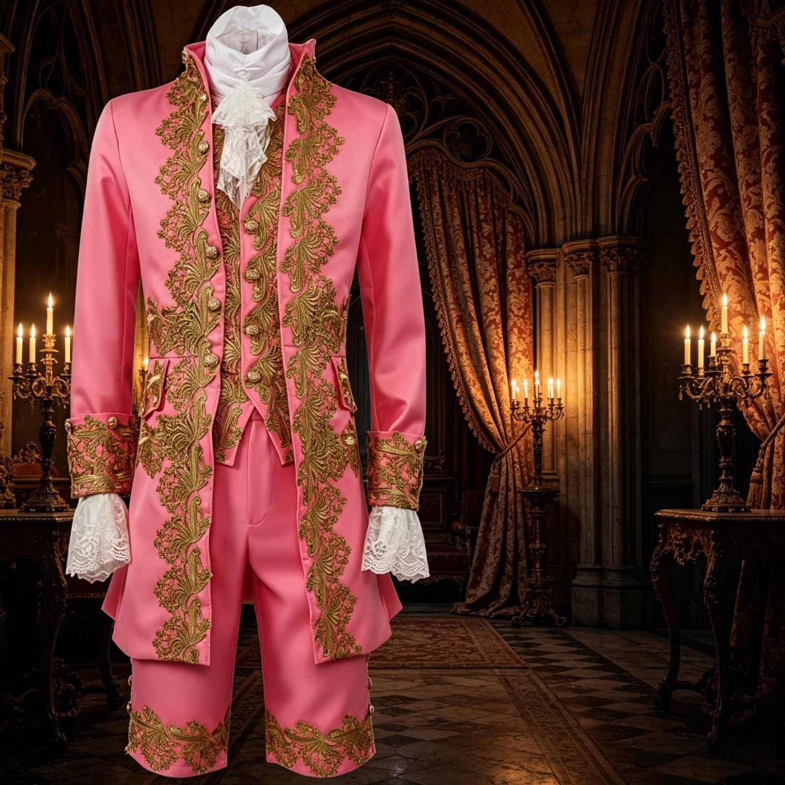 Sharplace Príncipe Traje Disfraz Medieval Conjunto Chaqueta Pantalones Detalles Material Poliéster Adecuado para Halloween Cosplay Fiestas Temáticas Presentaciones Adultos
