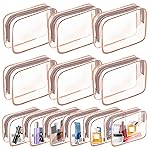 AURUZA Clear Makeup Bag,Portable Travel Toiletry Bags with Zipper, TSA Approved Clear Organizer Bags, PVC Cosmetic Pouch for Airport Airline Compliant