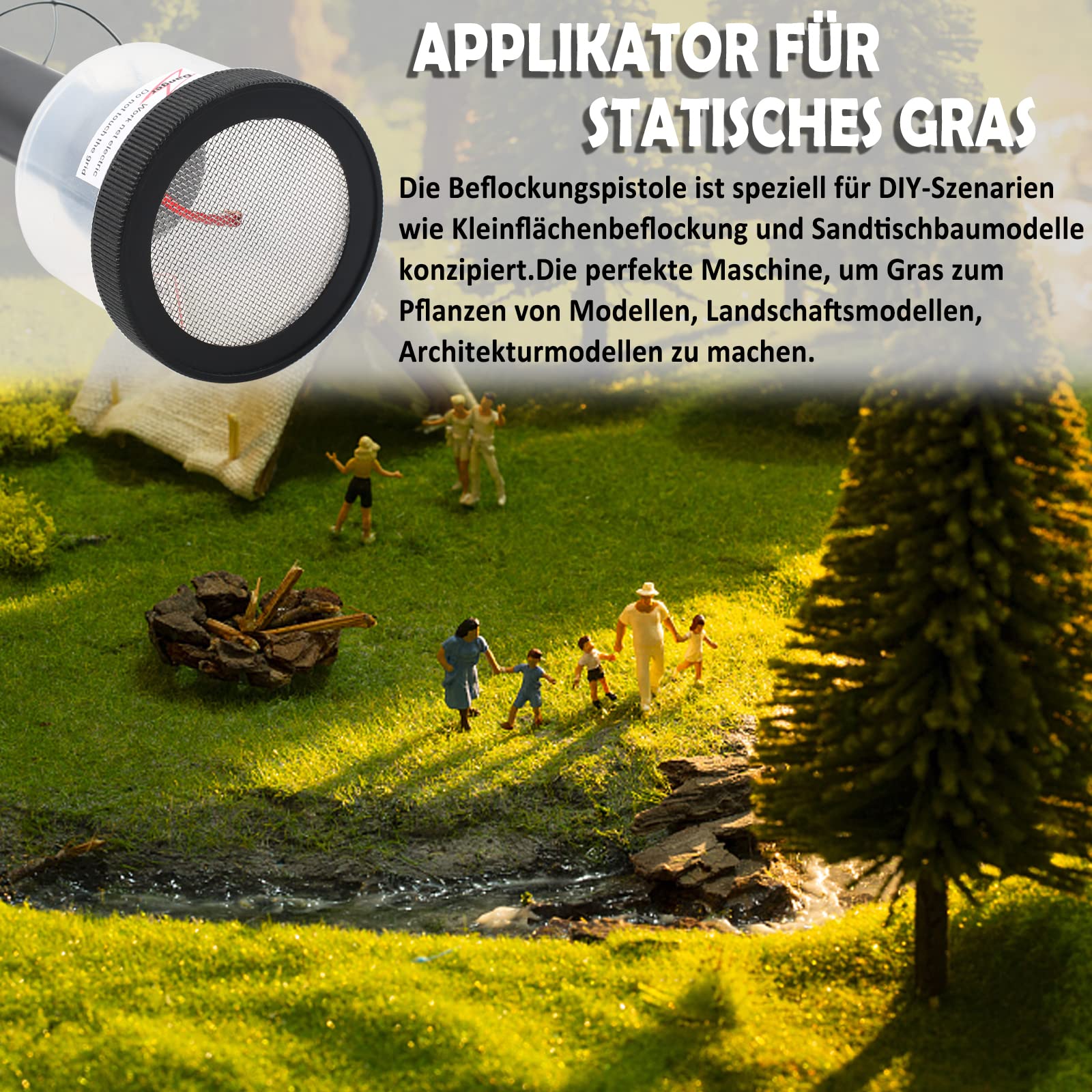 C/N Mini applicatore floccatura per erba fai da te, per modellismo, per modellismo, sabbia
