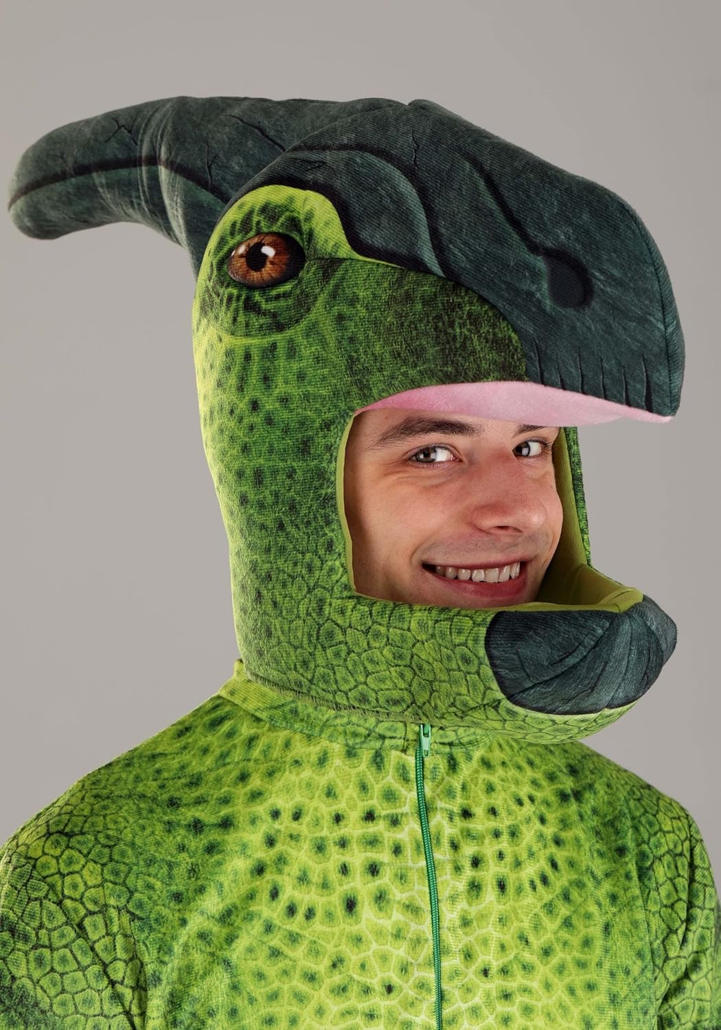 Fun Costumes Adult Parasaurolophus Dinosaur Halloween Costume, Cretaceous Dinosaur Jumpsuit with Tail