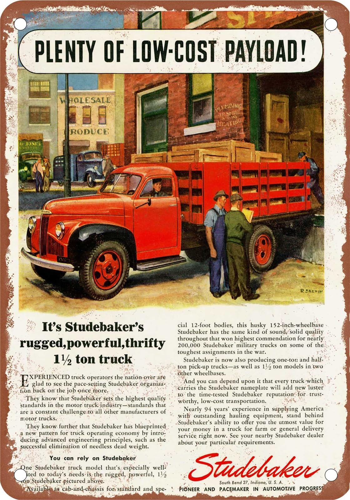 Miaomansenstore Metal Sign - 1946 Studebaker Truck Vintage Ad 06 - Old Retro Rusty Look Home Decor