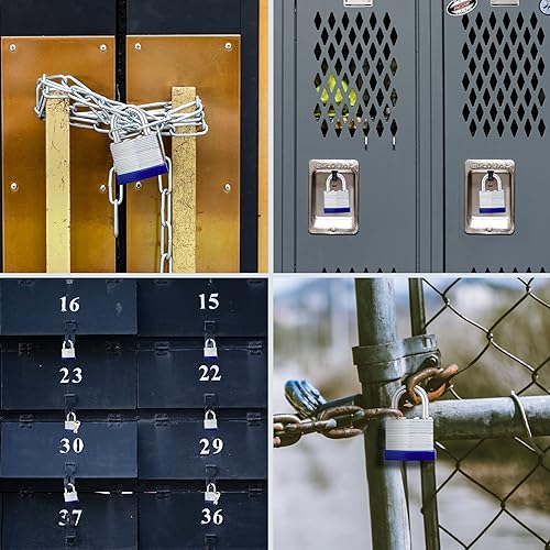 Miniatura 7 de AOSRUM Lock Candados para exteriores, candado laminado con llave, cuerpo ancho de 1-916 pulgadas, juego de candados con llaves (paquete de 24)