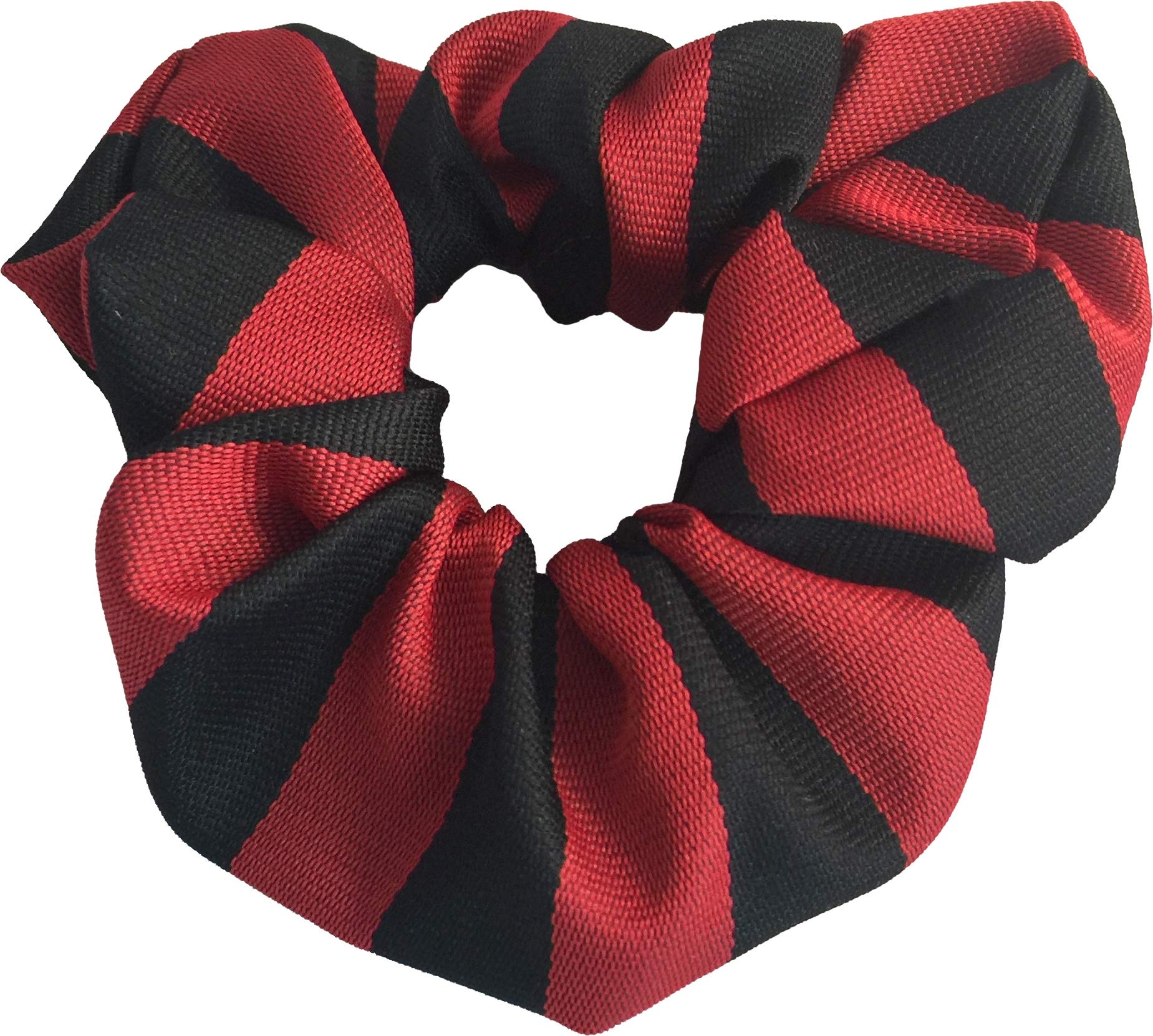 Great British Tie Club Girls School Stripe Elastic Hair Scrunchies (Black & Red)