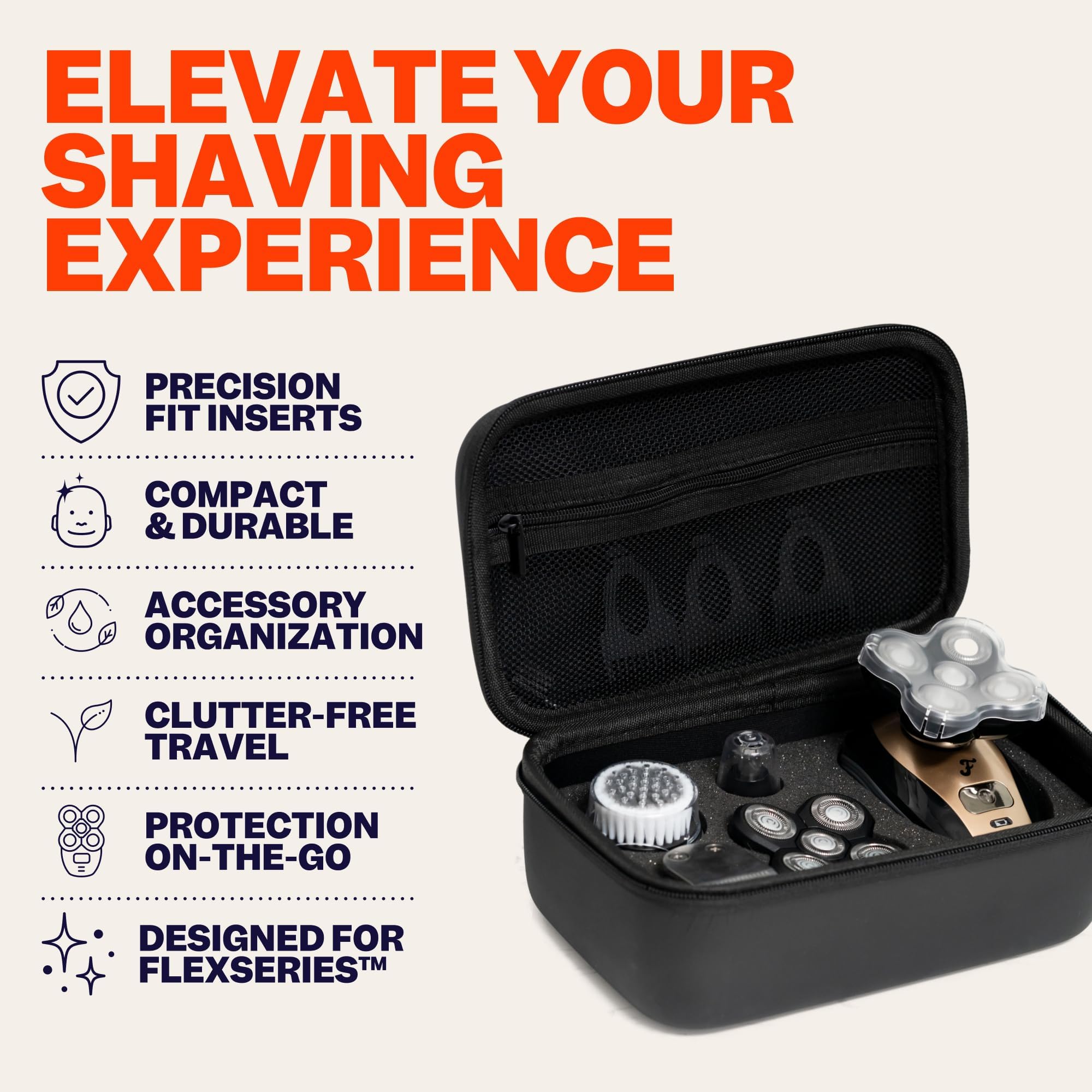 Freebird FlexSeries Ultimate - Kit de afeitado y estuche de viaje, afeitadora eléctrica de cabeza y cuerpo con cuchillas ScalpSafe, accesorios de aseo 5 en 1 y almacenamiento portátil protector