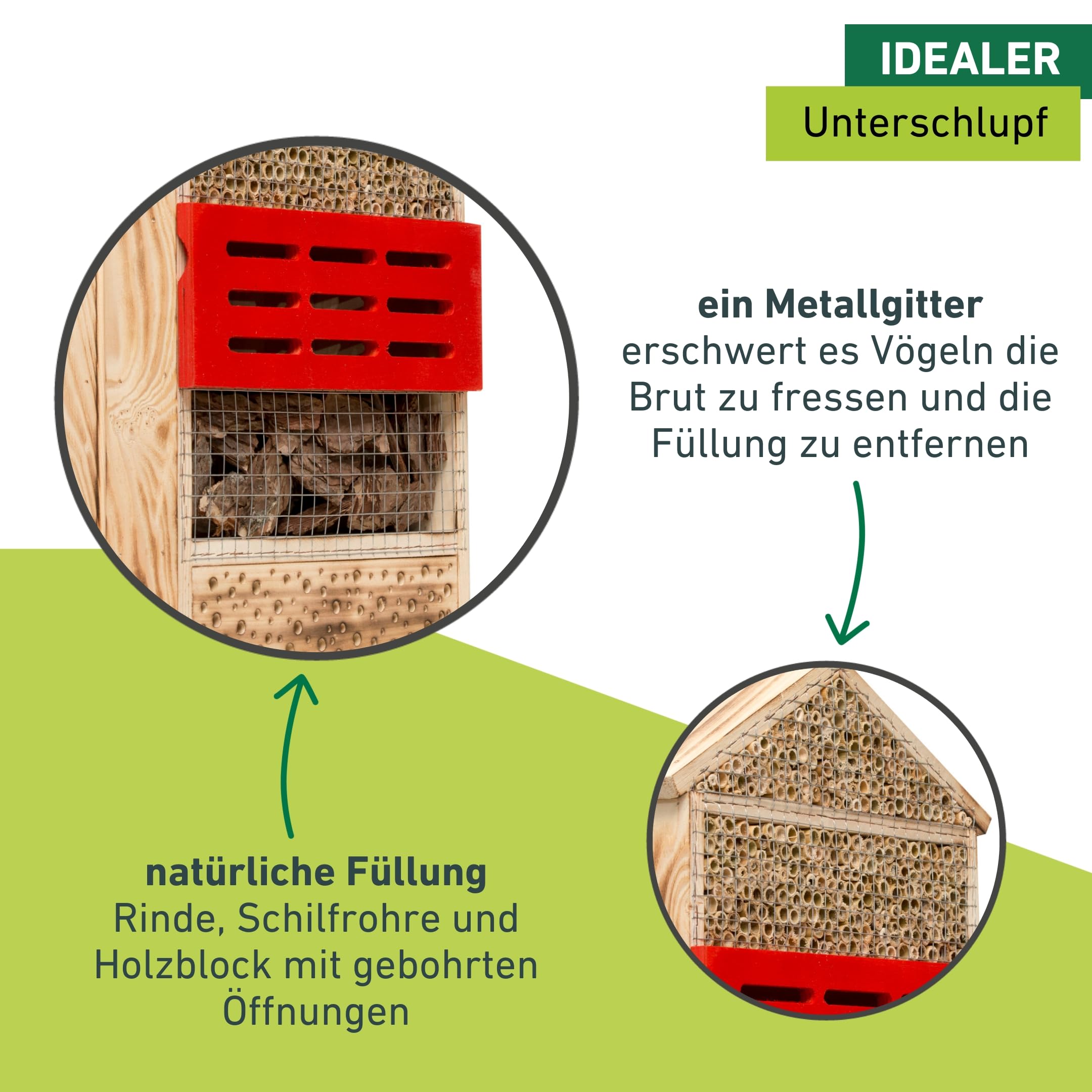 Windhager Insektenhotel 5 Sterne, Insektenhaus Nistplatz Brutplatz, Schutz für viele Insekten, aus Massivholz, gefüllt mit Rinde und Schilfrohr, 06974