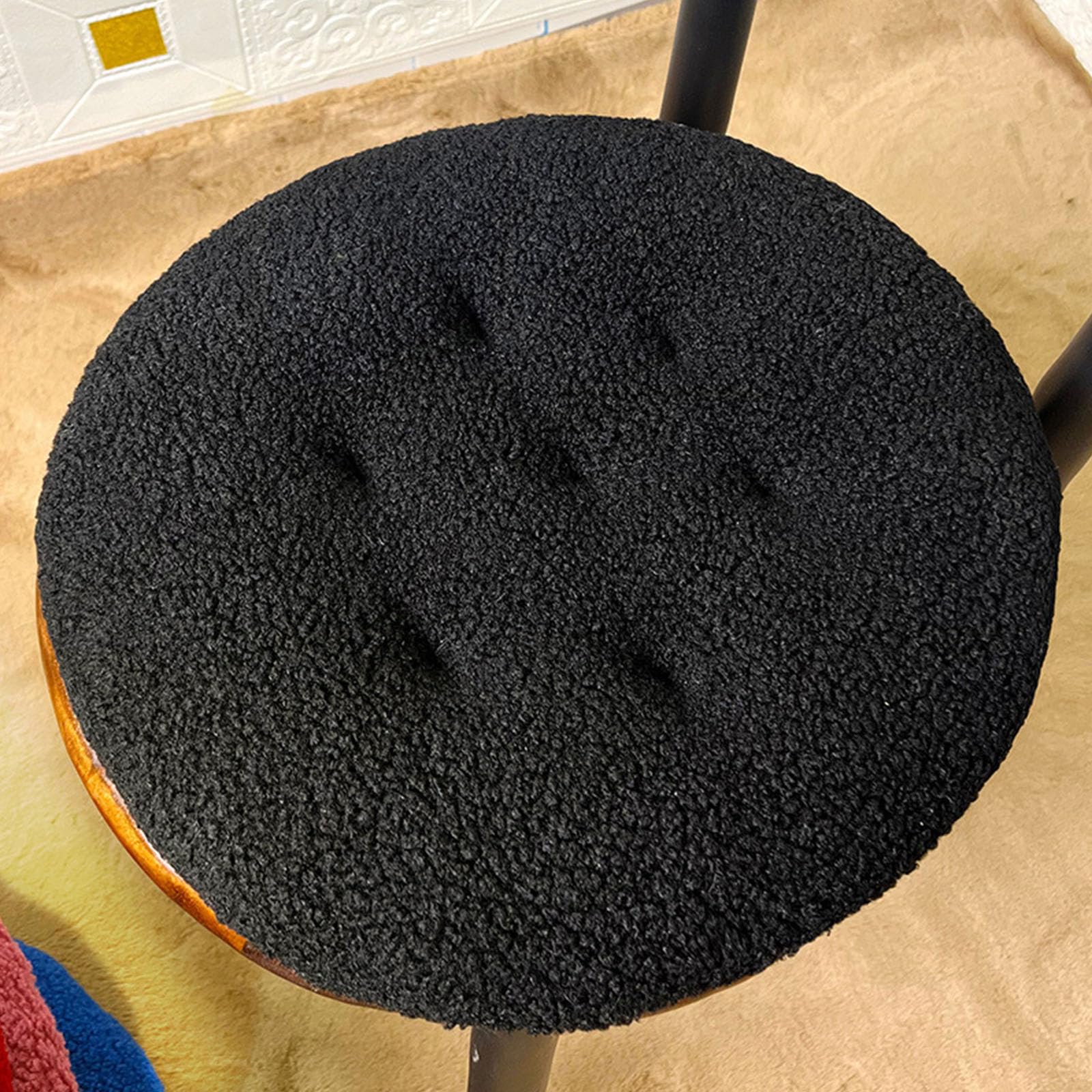 Hixingo Pack de 2 Cojin para Silla de Salon, Felpa Gruesa Cojines para Sillas de Comedor Cojin para Silla Nordica Antideslizante Color Oscuro Suave Cojines de Asiento (Negro,50cm)